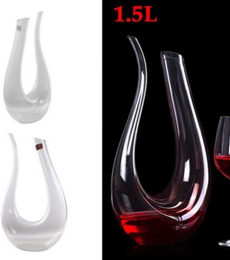 Welikera Dekanter 1.5L Wein Dekanter U-Form Bleifreie Kristallglas Weinkaraffe Rotwein