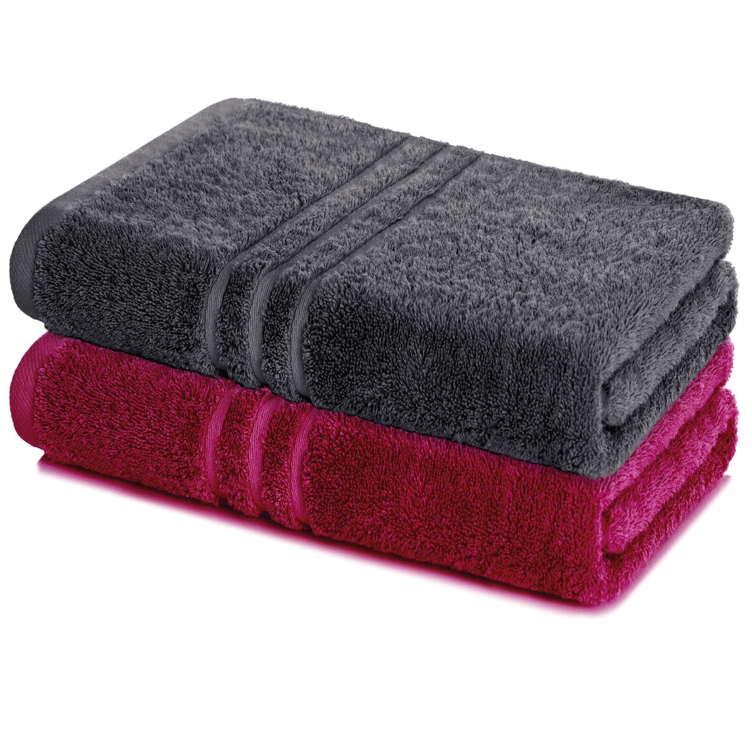 Lavea Badetuch Elena 2er Set Badetücher 100x150 cm, Duschtuch, 500 g/m² Frottier, weich & saugstark, pflegeleicht
