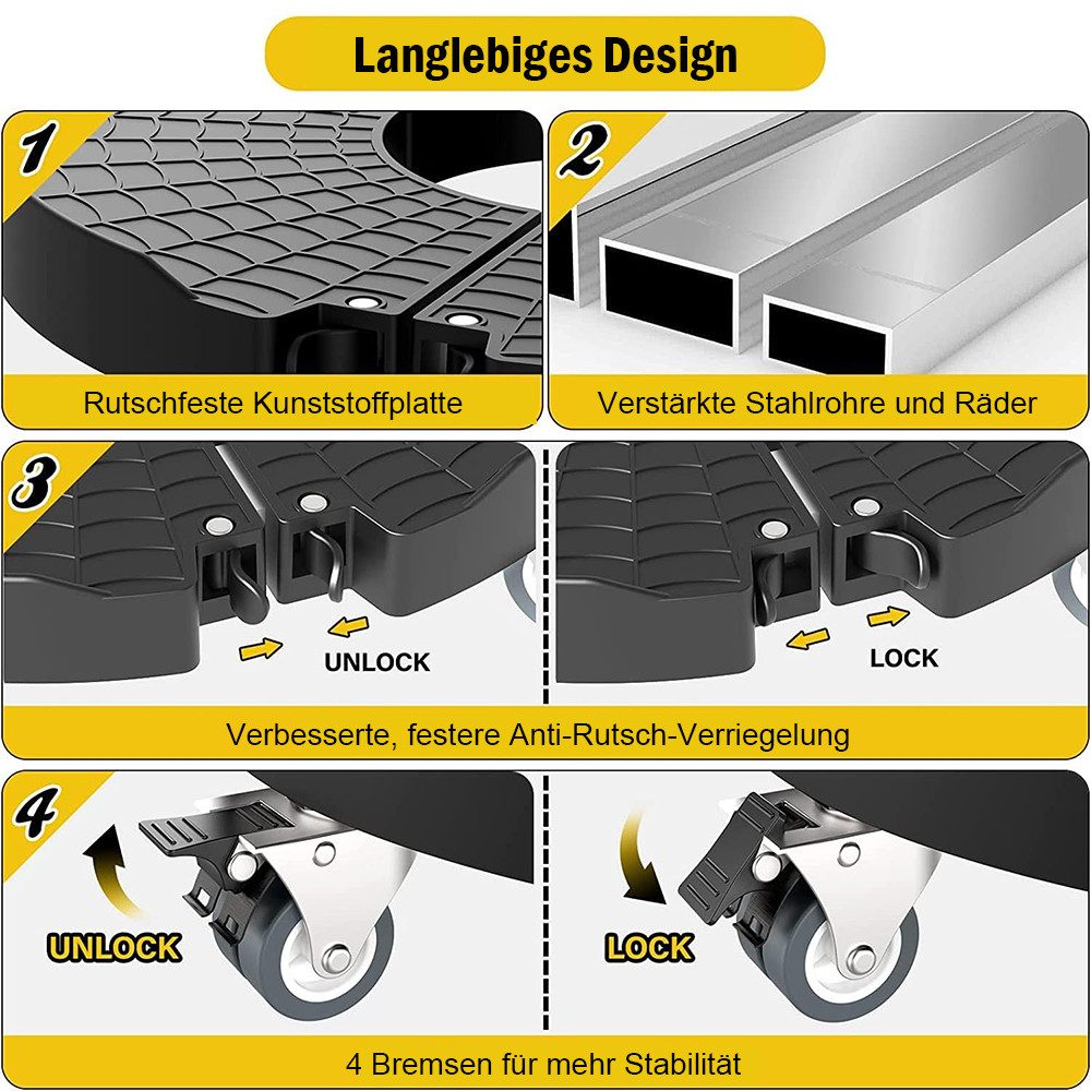 TUWENA Pflanzenroller Pflanzenroller, Blumentopf Untersetzer mit Rollen 39-54cm Verstellbar, Für GroßE PflanzgefäßE im Innen- und AußEnbereich, 200kg Tragkraf