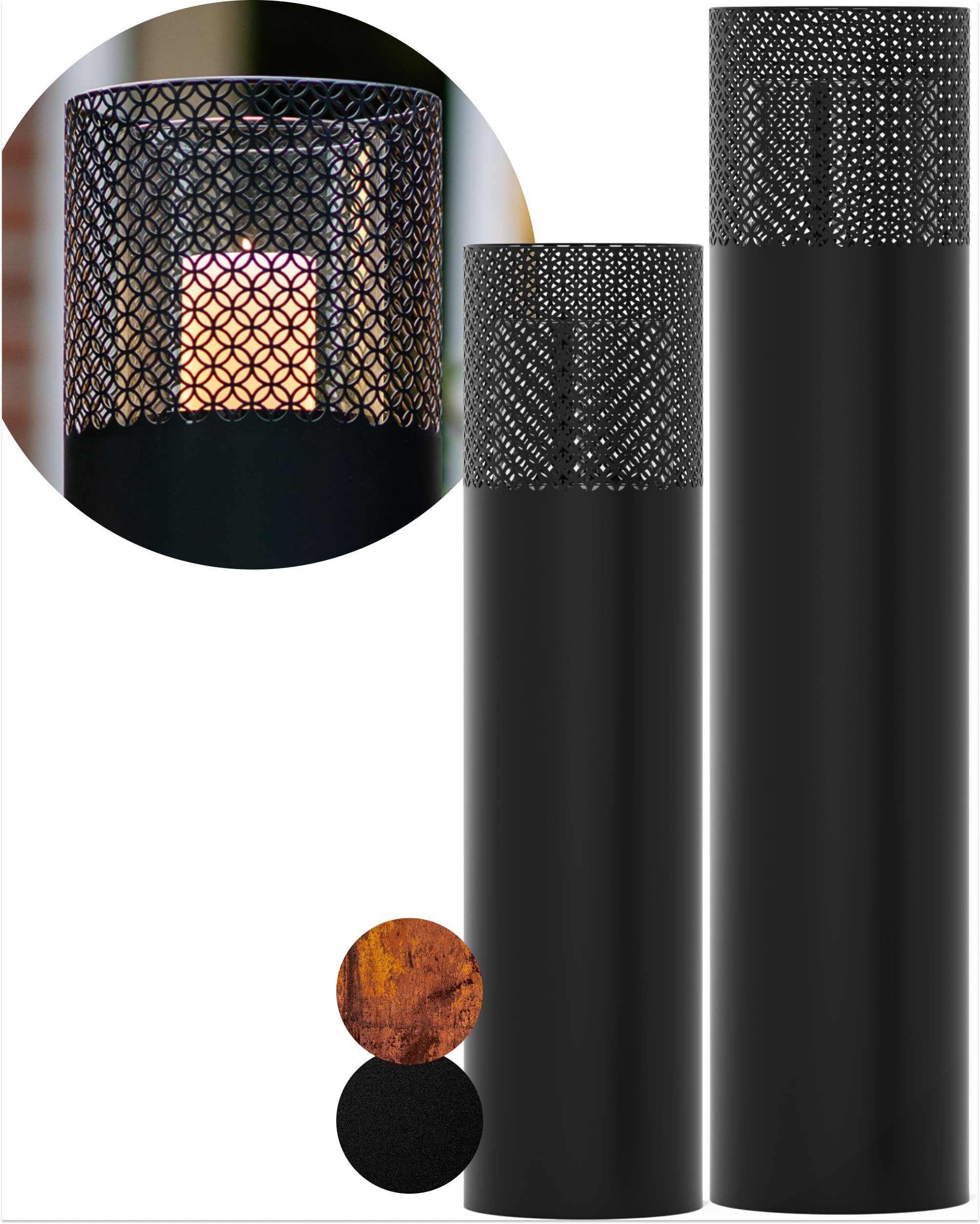 Bentson Windlicht Windlichtsäule (2er Set, 75 cm &  95 cm, 2 St., Outdoor G günstig online kaufen