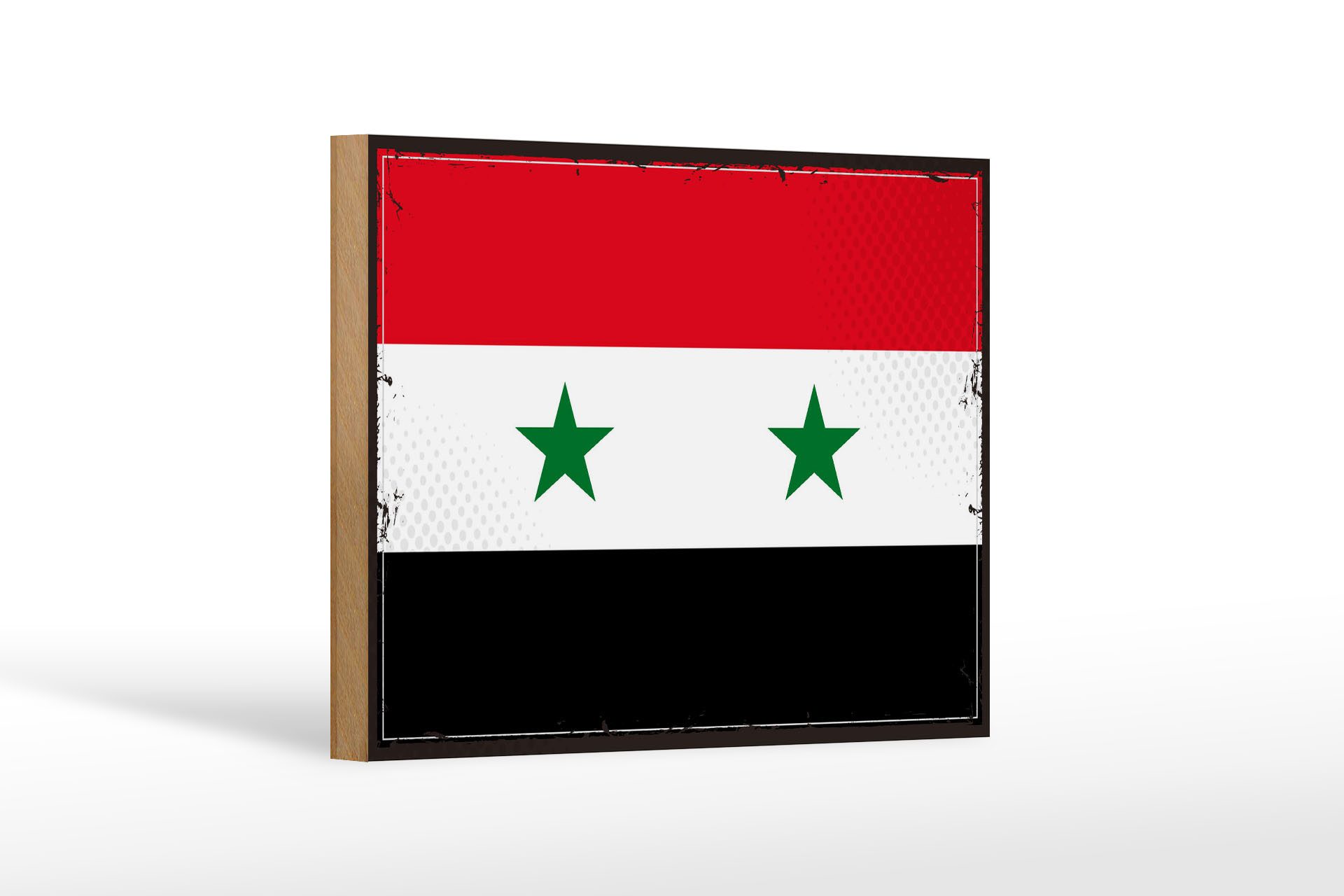 Femer GmbH Holzbild Flagge Syriens 18x12 cm Retro Flag of Syria, Flaggen (1 St), Glatte Holzfaserplatte (MDF), vorn beschichtet