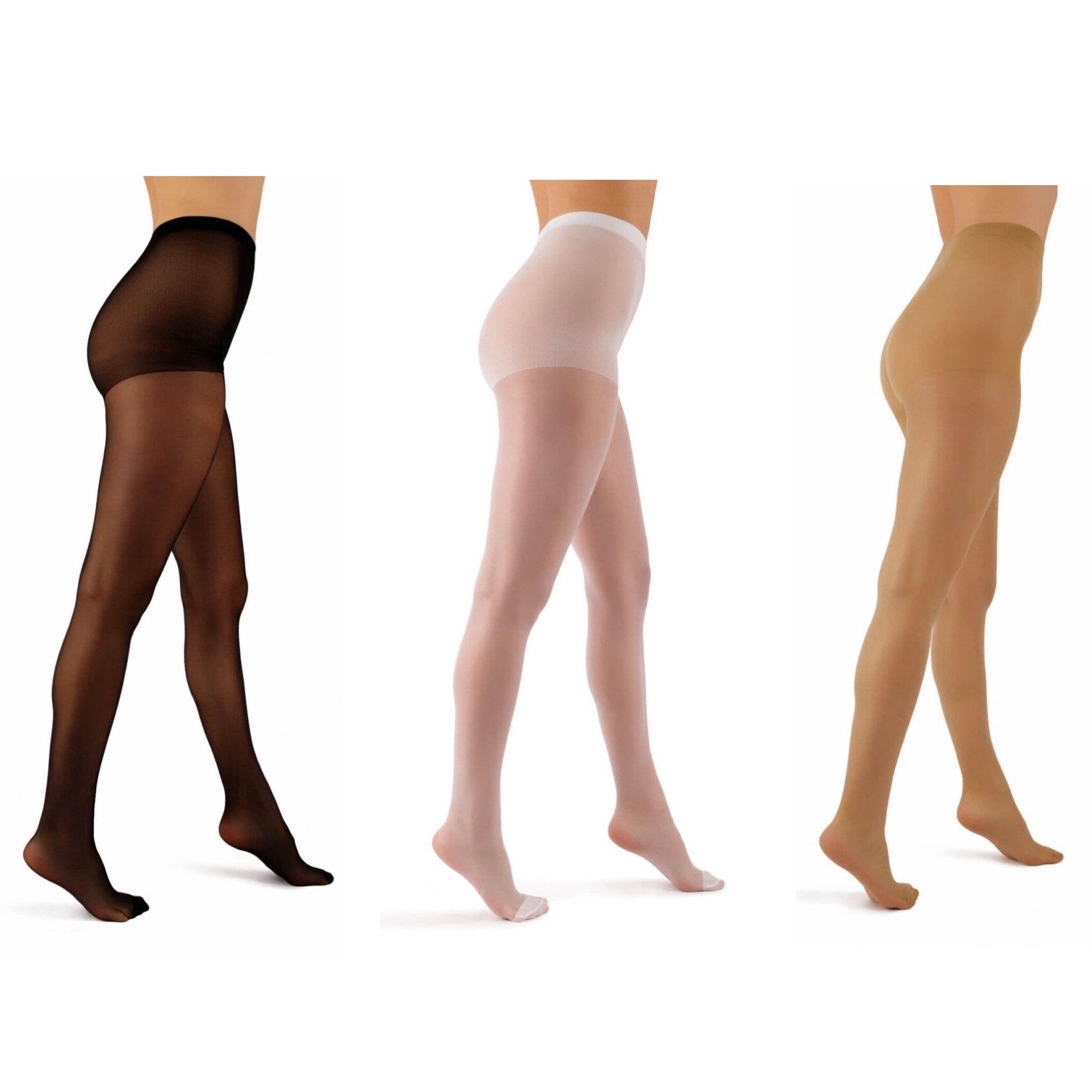 Aurellie Strumpfhose 20 DEN - 3er Pack in Schwarz / Weiß / Natural
