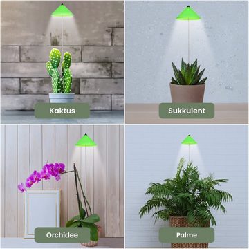 PARUS Pflanzenlampe Indoor plants, Leuchtmittel für Pflanzen, Teleskopstab 1m, Parus by Venso SUNLiTE 7W LED Vollspektrum Pflanzenlampe Grün, Indoor