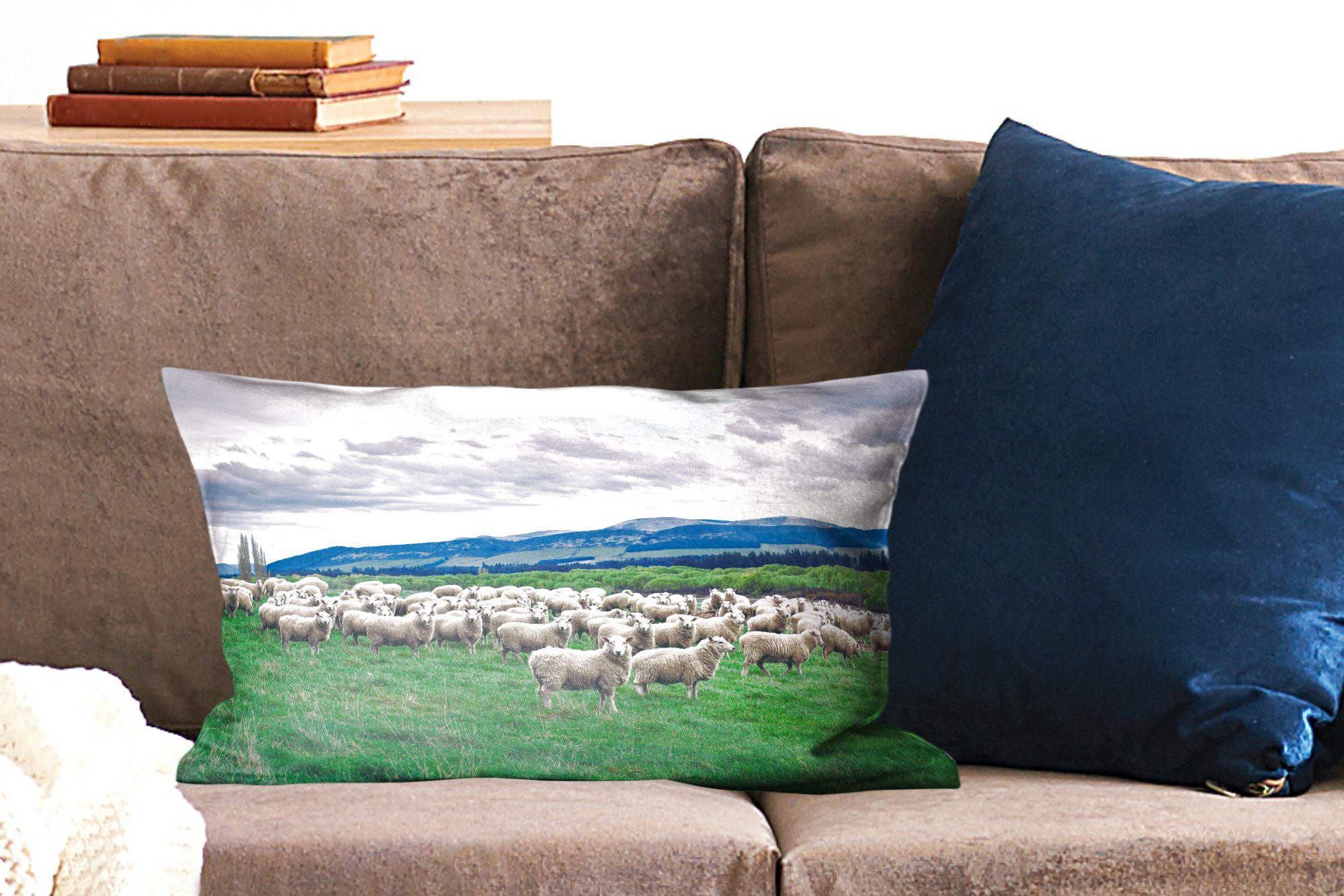 MuchoWow Dekokissen Schafe mit Füllung, Zierkissen, Dekoration, Wohzimmer Schlafzimmer - Dekokissen Gras, Natur 