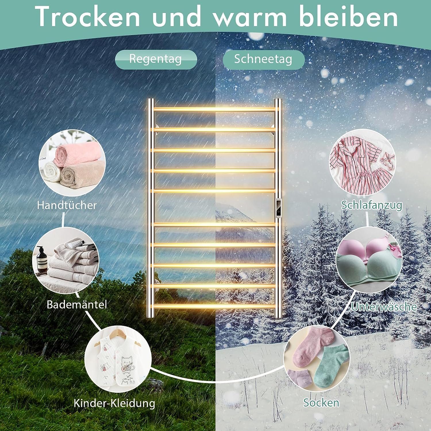 Badheizkörper, & KOMFOTTEU mit Elektrischer LED-Touchscreen Thermostat