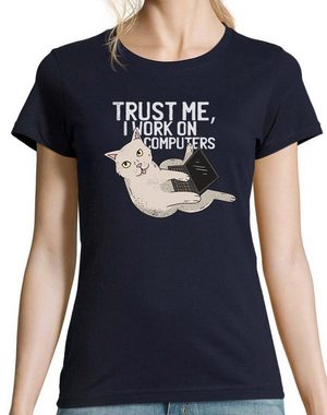 Youth Designz T-Shirt "Trust Me, I Work On Computers" Damen Shirt mit süßem Frontprint