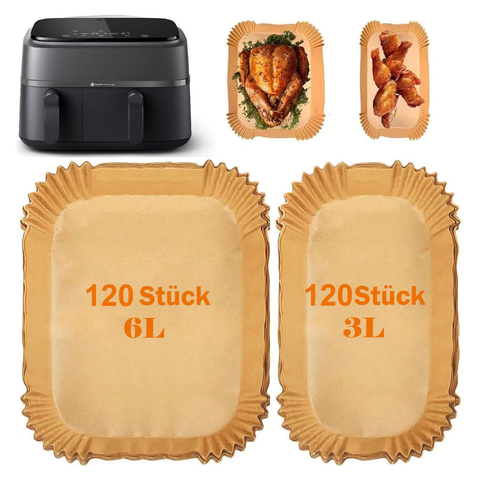 SURFOU Backpapier für Philips Airfryer 3000 NA350/00- Heißluftfritteuse Zubehör 240 St.