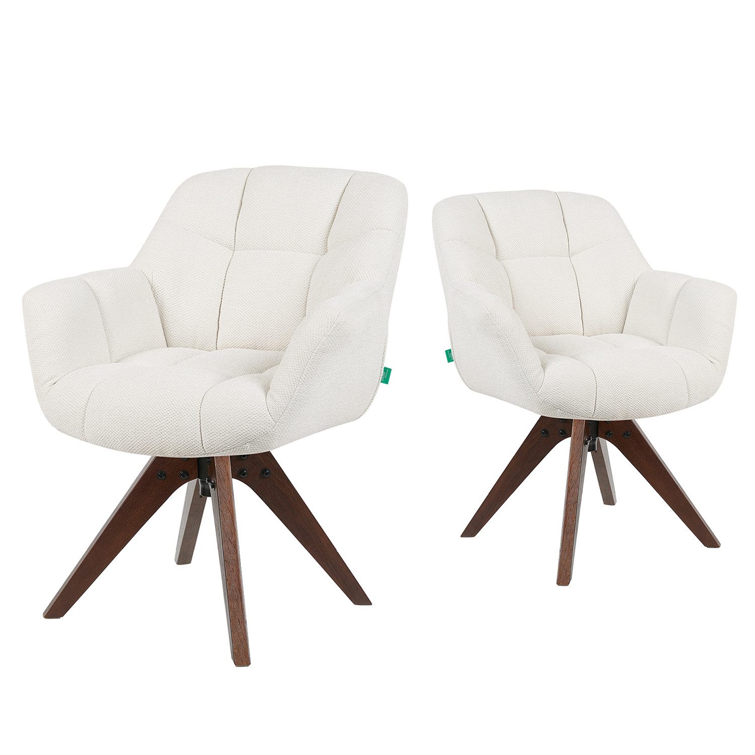 DUBI Möbel Polsterstuhl Mika-Nele, Eiche geölt, 360° drehbar im 2er-Set