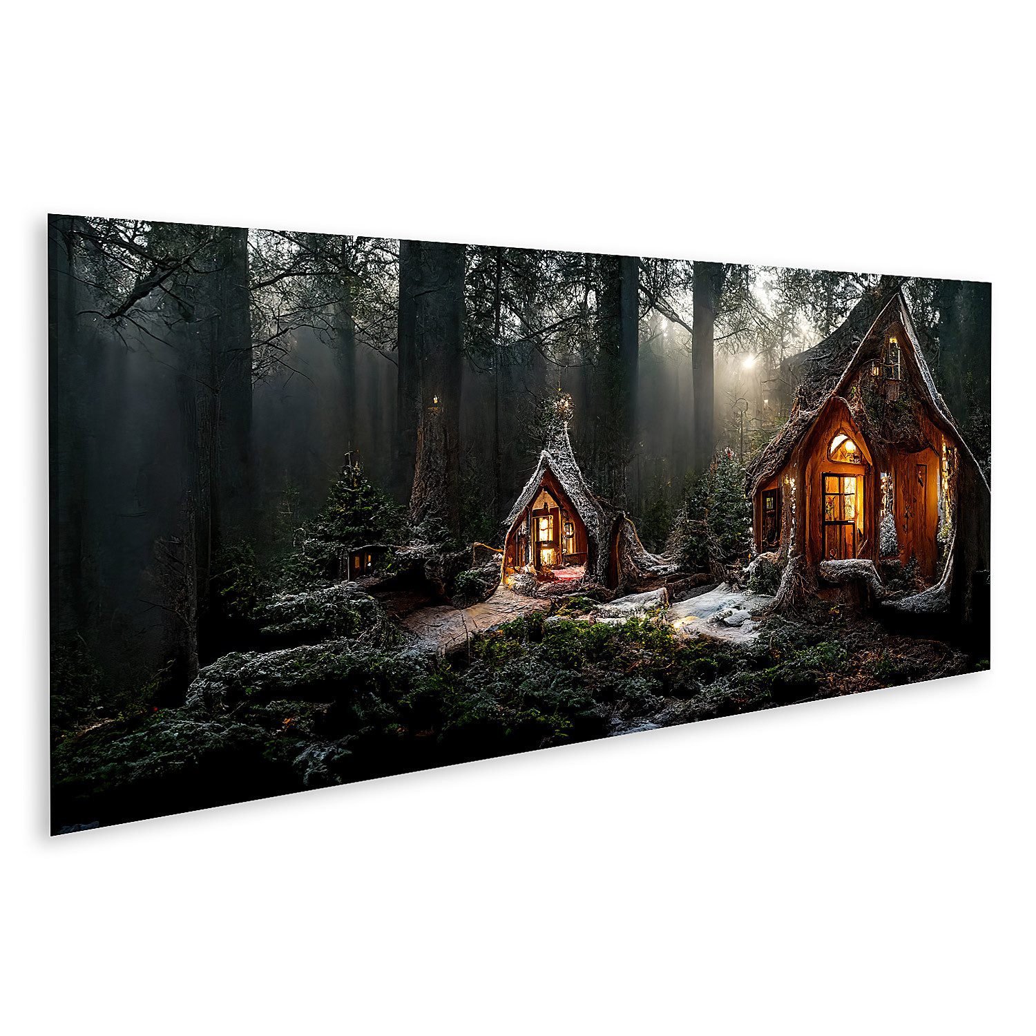 islandburner Leinwandbild Das Haus vom Weihnachtsmann im Zauberwald schön geschmückte Bilder