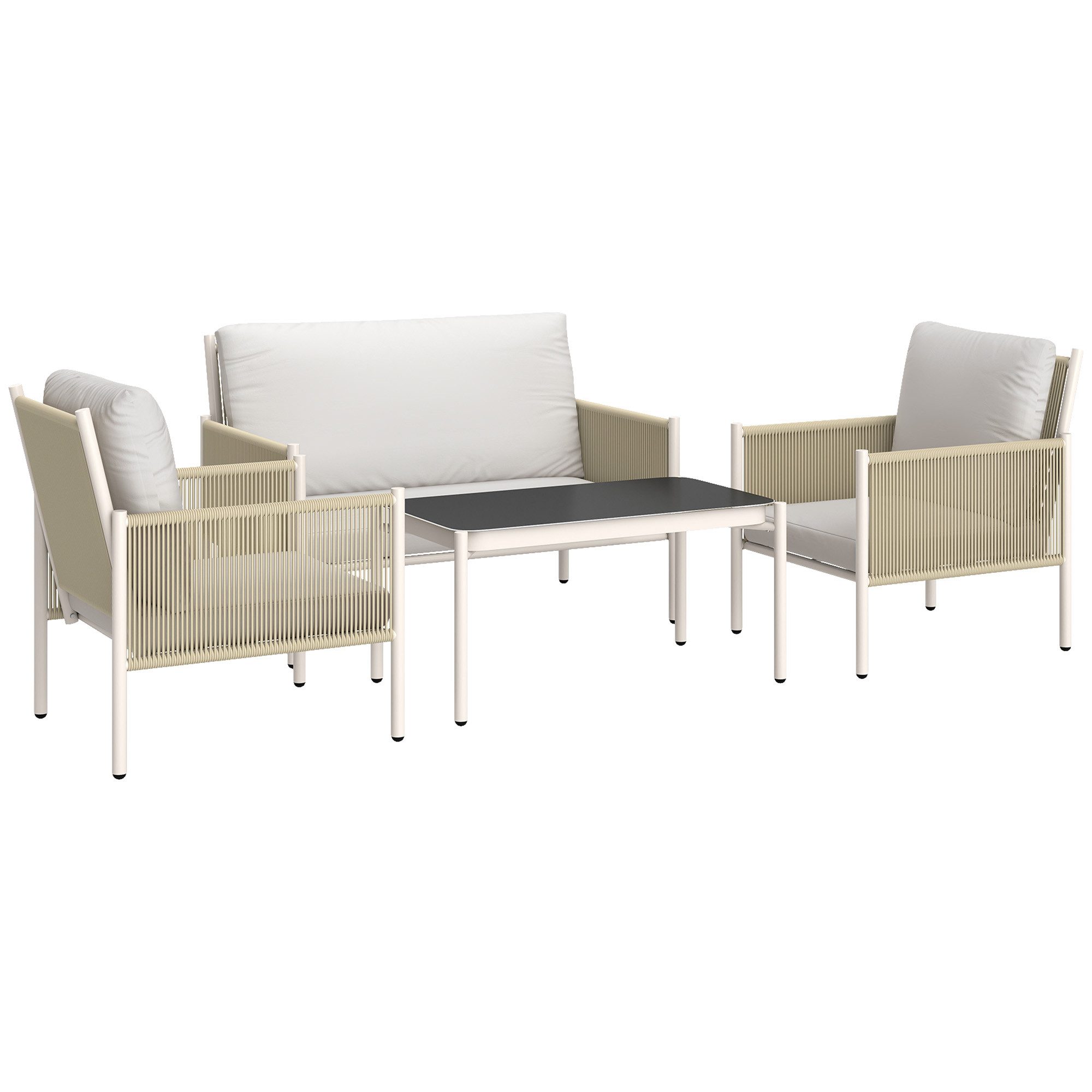 Outsunny Sitzgruppe mit 2er Sofa, Sessel, günstig online kaufen