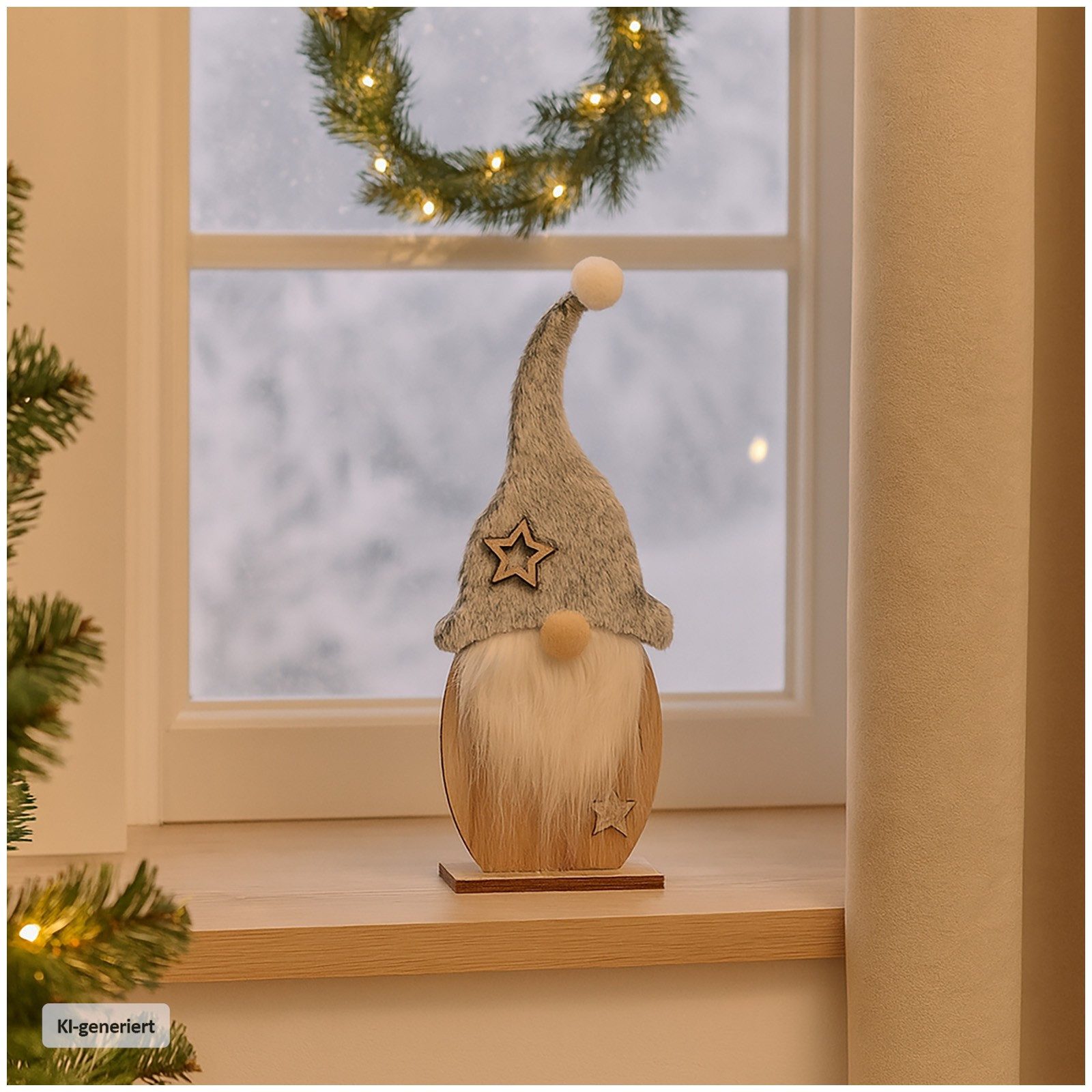 HTI-Living Weihnachtsfigur Wichtel auf Holzfuß 31 cm (Stück, 1 St., 1 Wichtel)