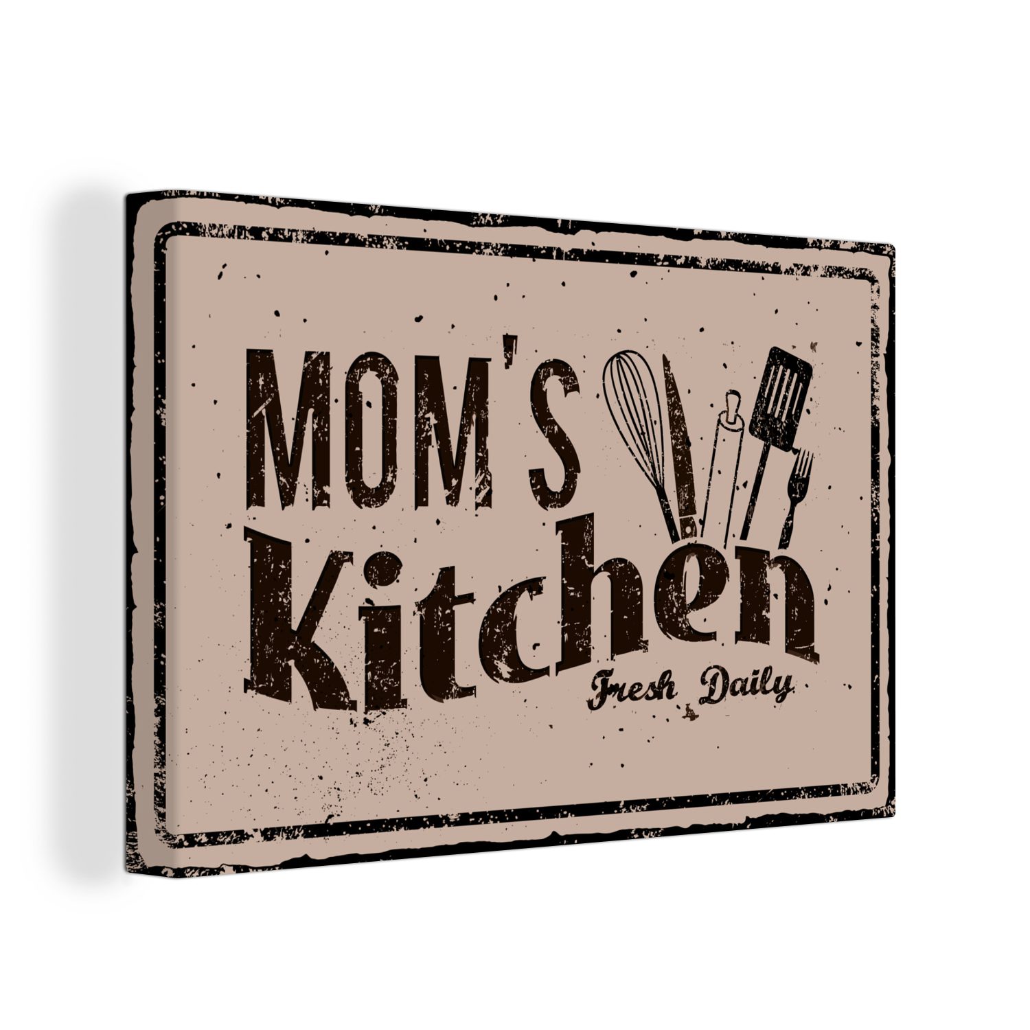 OneMillionCanvasses® Leinwandbild Küche Wanddeko, Retro, 30x20 (1 Leinwandbilder, - cm Aufhängefertig, Mama - Wandbild St)