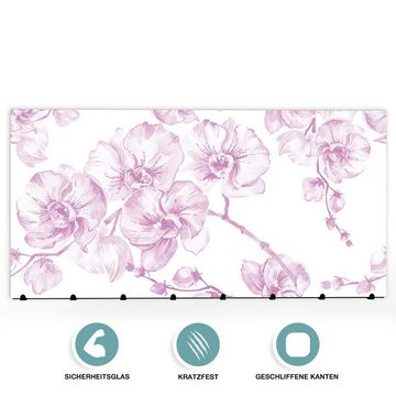 Primedeco Garderobenpaneel Magnetwand und Memoboard aus Glas Florales Design
