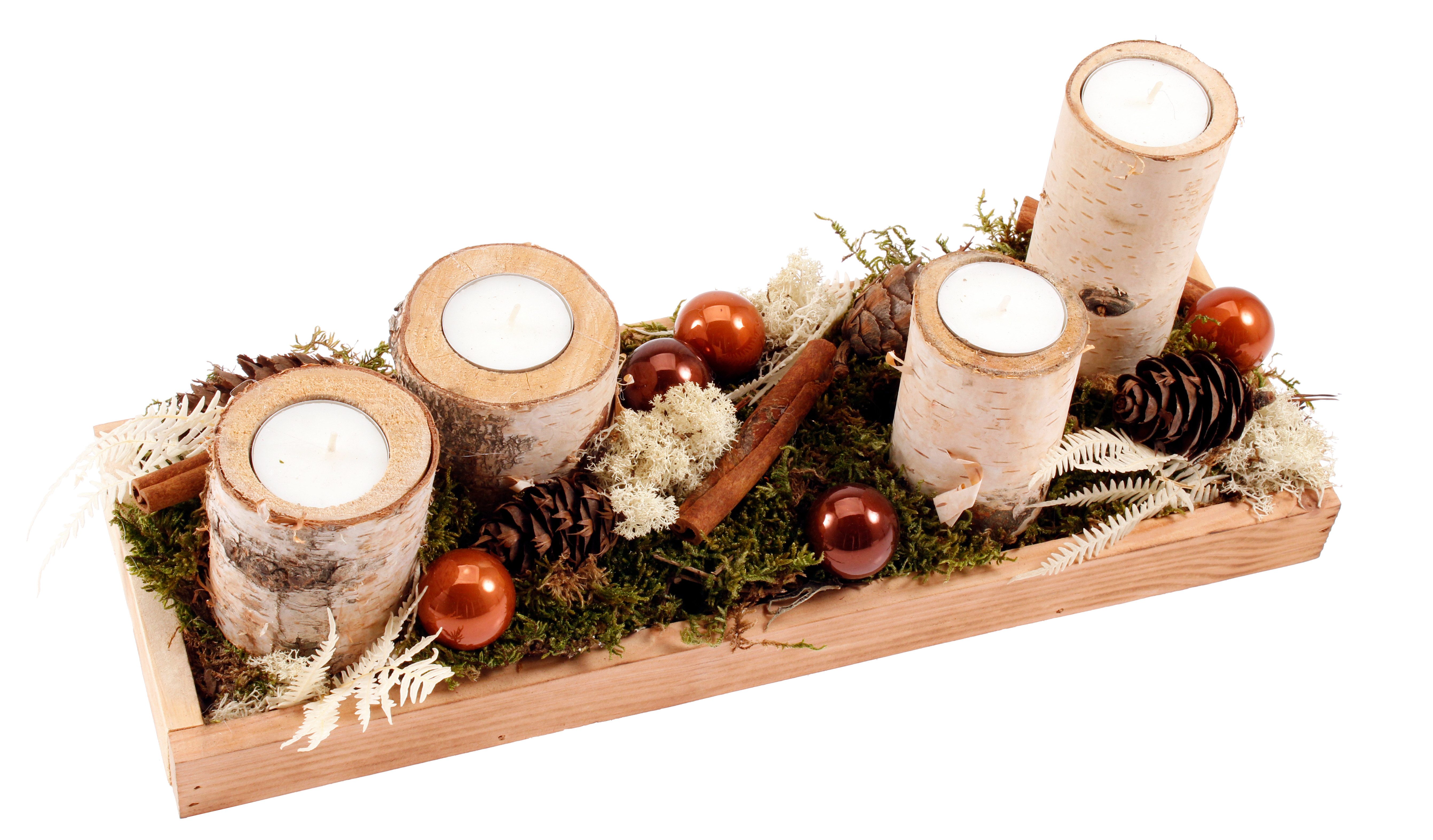 CreaFlor Home Adventskranz Adventsdeko, Handarbeit, Natur, Weihnachtsdeko, H: 16cm