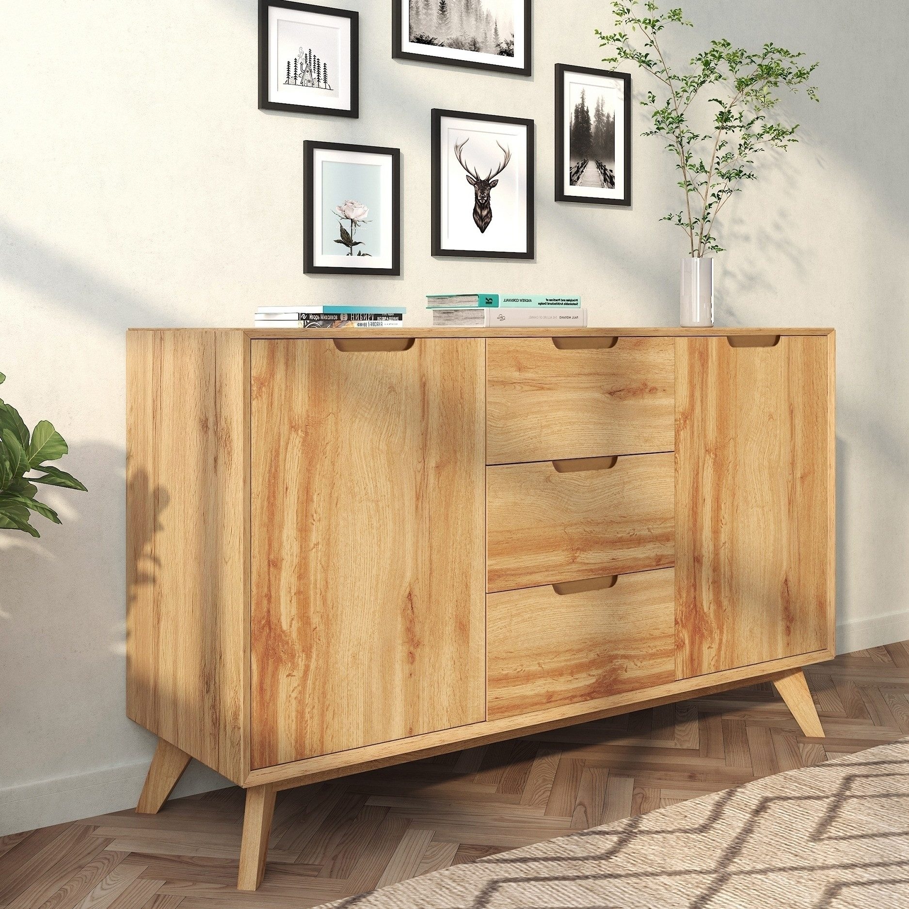 freiraum Sideboard Essen, in Eiche Dekor - 120x75x40cm (BxHxT)