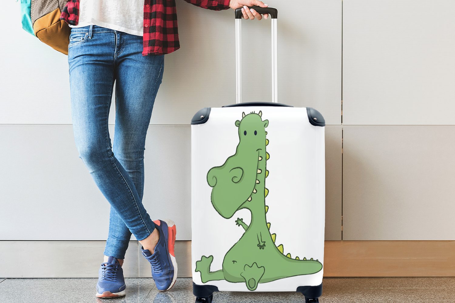 rollen, für Handgepäck Kinder, mit Illustration Handgepäckkoffer Trolley, winkenden Drachens Rollen, für MuchoWow 4 Reisekoffer eines Reisetasche Ferien,