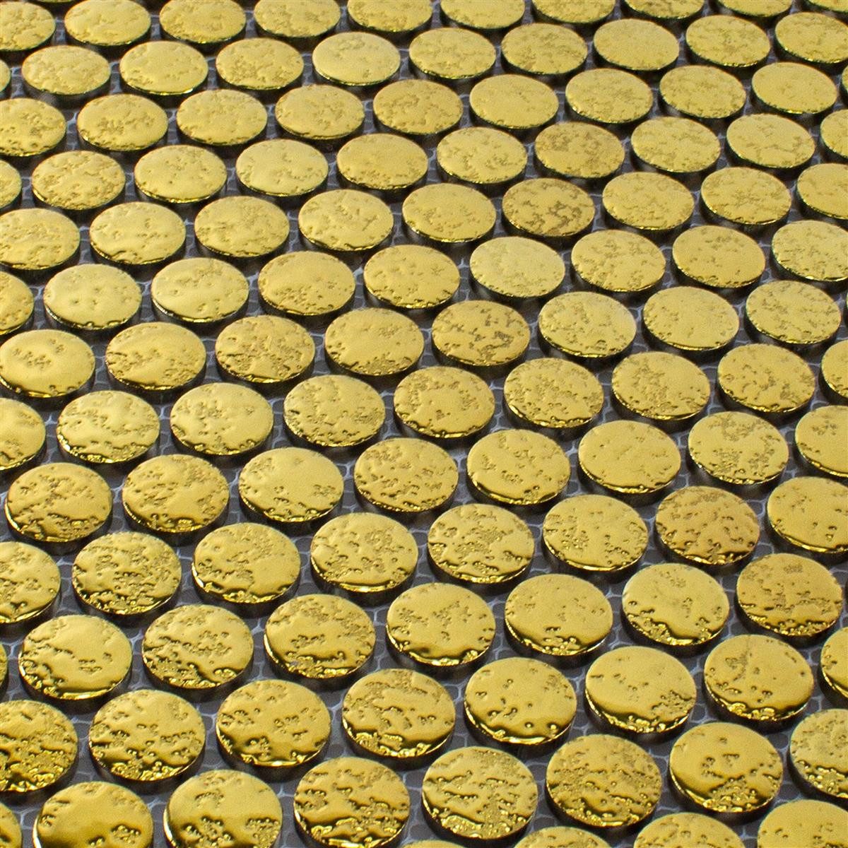 Mosafil Mosaikfliesen Keramik Knopf Effekt Mosaik Fliesen Meneksche, Keramik 31.500x31.000, gold, Verlegefertig auf ein Netz geklebt