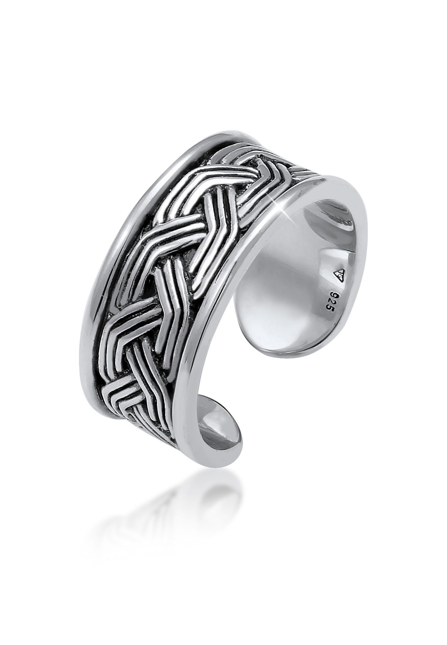 Silberring Herren Bandring Ornament Design Offen 925 Silber