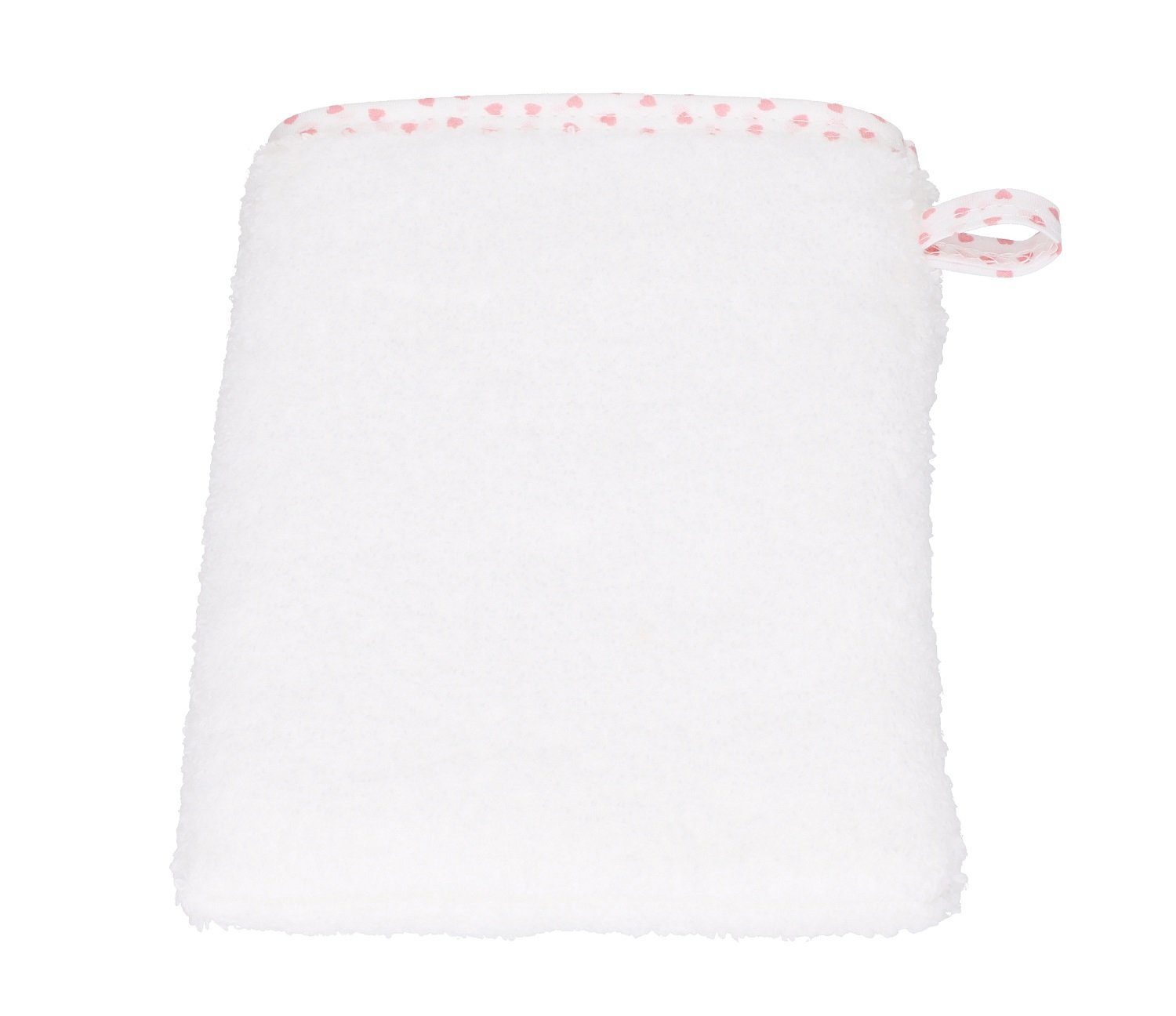 Betz Kapuzenhandtuch 3tlg. Babyset Baumwolle Herzchen Lätzchen weiß-rosé 1 1 Kinderbadetuch 1 Waschhandschuh, 100
