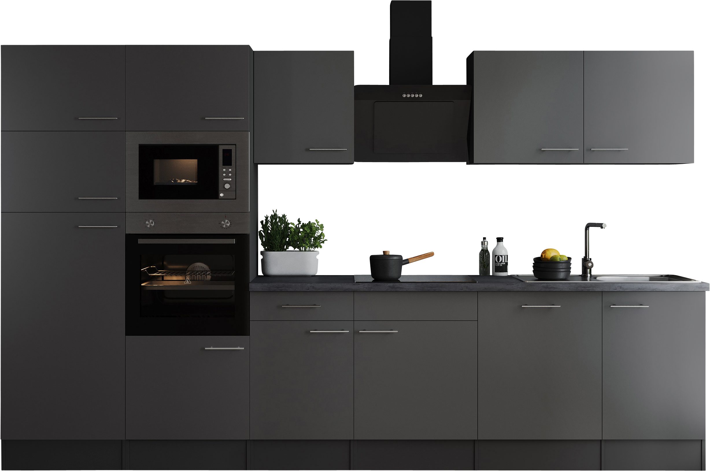 RESPEKTA Küchenzeile Oliver, wahlweise mit E-Geräten, Breite 340 cm, 90 cm Arbeitshöhe, in exklusiver Konfiguration für OTTO