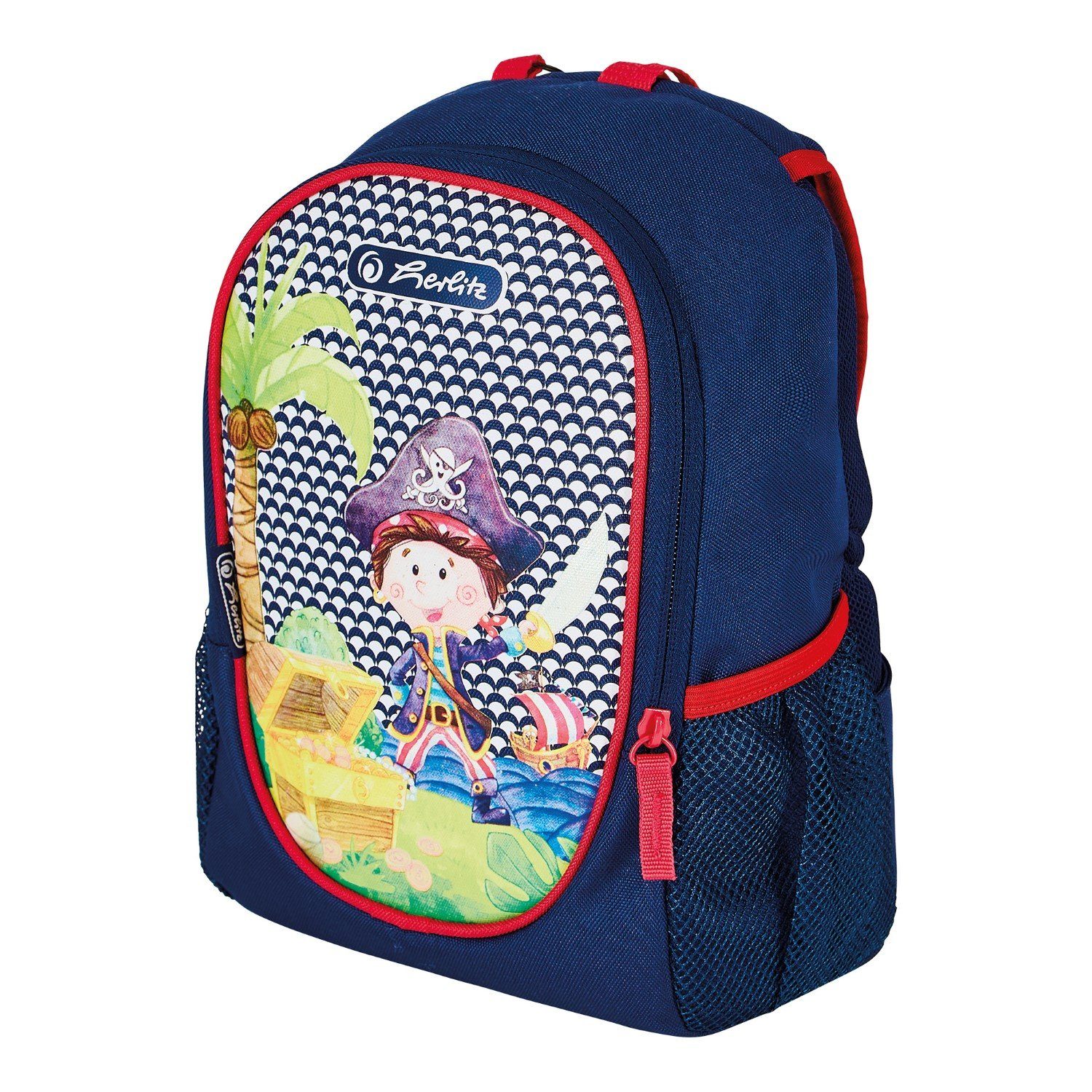 Herlitz Schulranzen Kinder Rucksack Pirat Kinderrucksack Blau, Kindergartenrucksack Kindergarten Ergonomisch Brustgurt