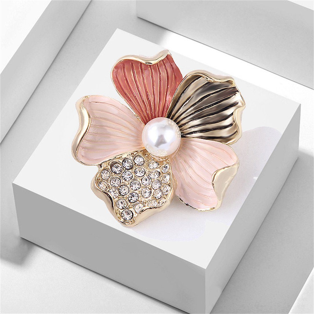 Geschenk Frauen Brosche Perle (1-tlg) Imitation Korsage DAYUT Blume Brosche, dreifarbige