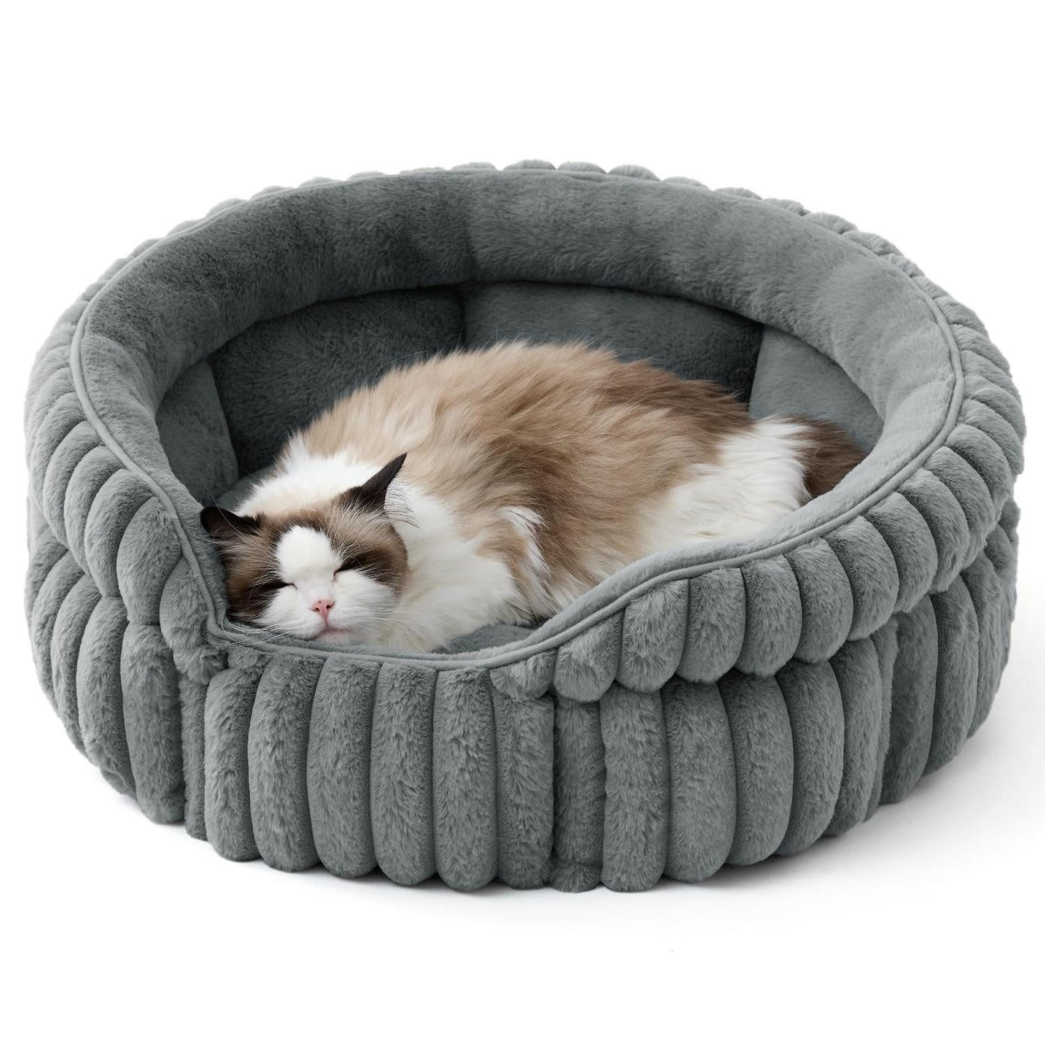 LuxusKollektion Hundebett Kätzchenbett Cord-Fleece Grau 58x58cm