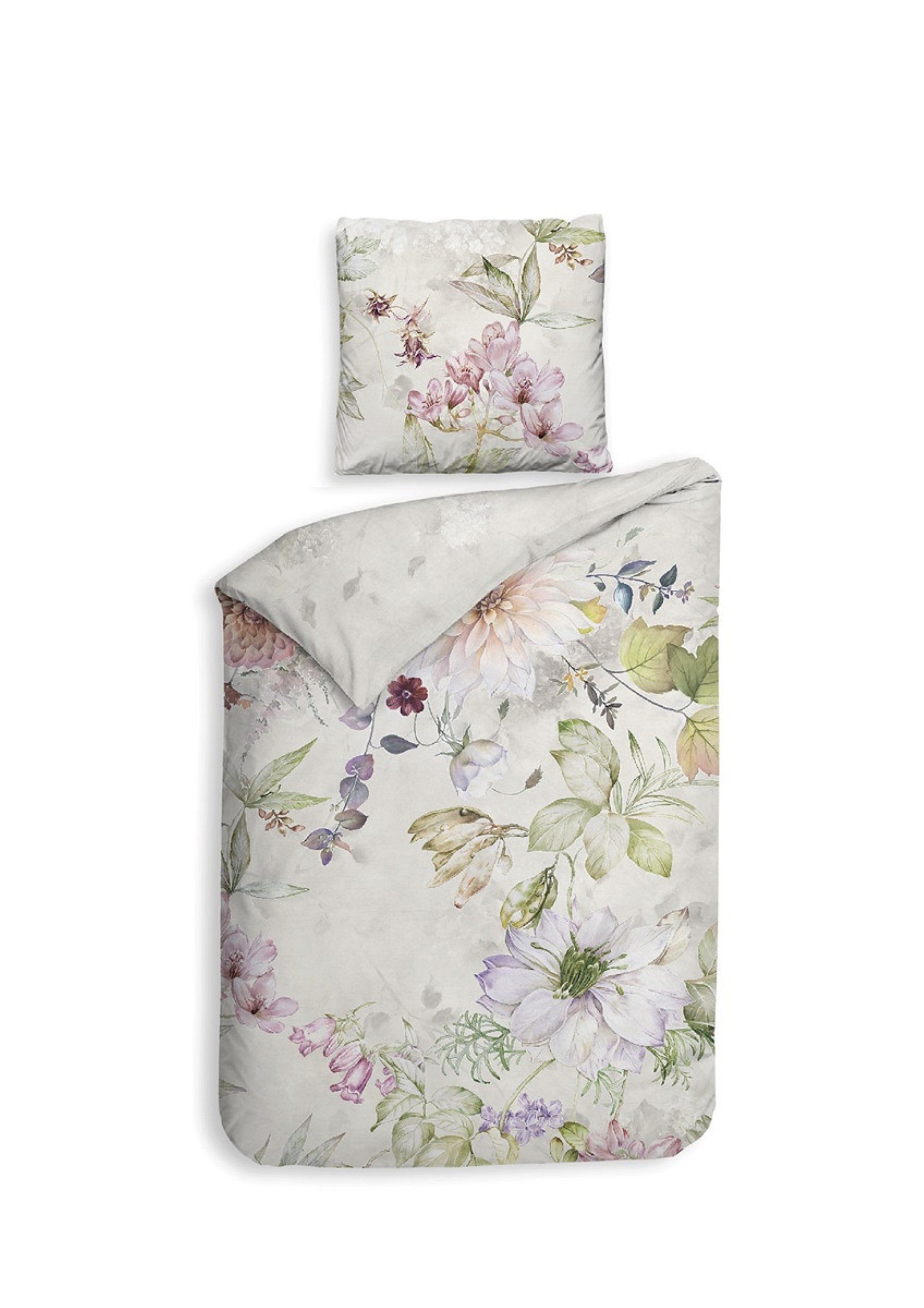 Heckett and Lane Bettwäsche Heckettlane Satin Bettwäsche 135x200 Loire multi Sommerblumen Blütenme, Mako-Satin, 2 teilig, für den Sommer und Winter