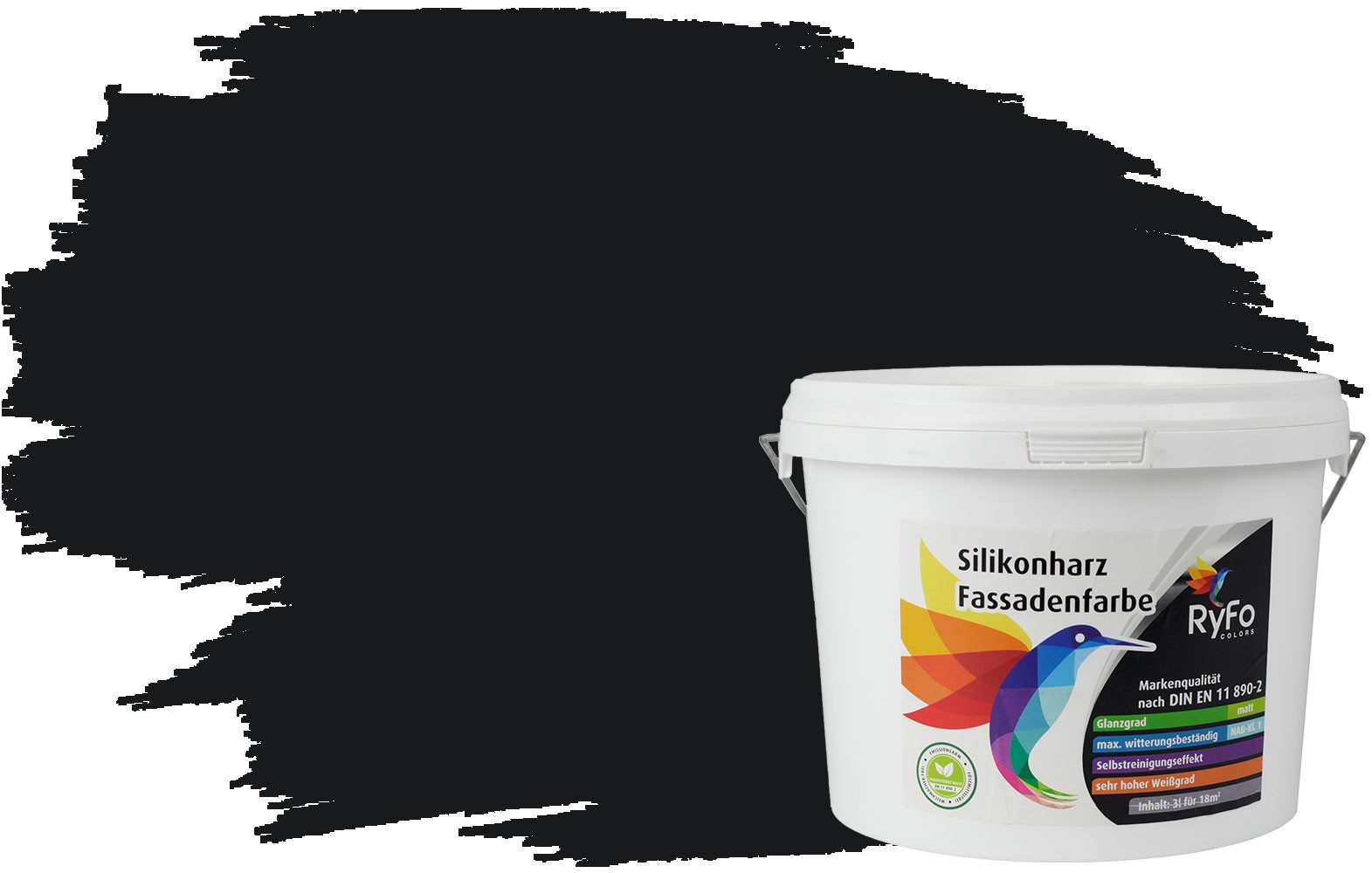 RyFo Colors Fassadenfarbe Silikonharz Fassadenfarbe Grautöne, 1 L ca. 6 m², Wasserabweisend, diffusionsfähig, schützt vor Schmutz, UV-beständig