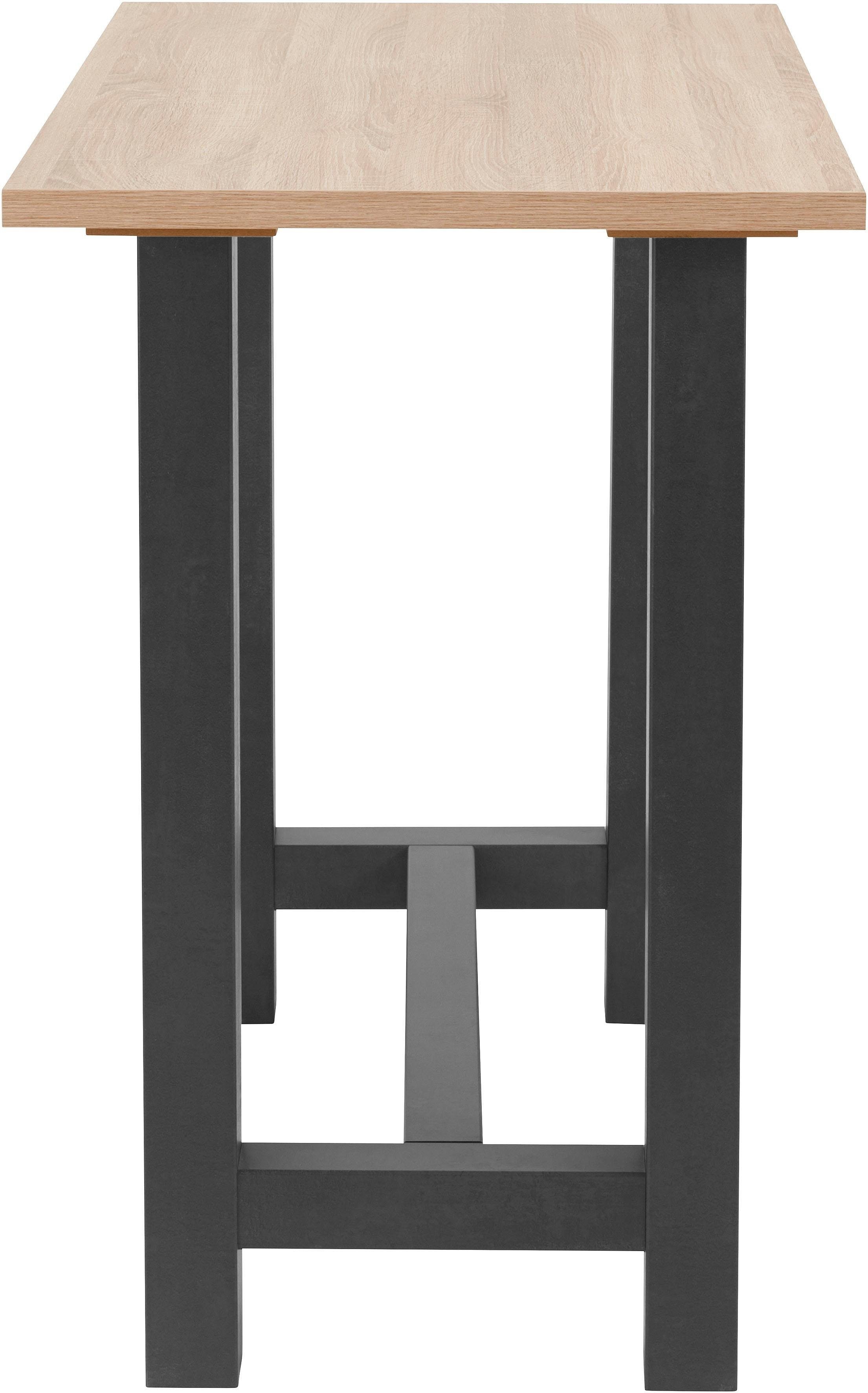 Mäusbacher Bartisch, Gestell in U-Form schwarzstahl/eichefarben oder 120, cm) 140 160 (Breite sägerau