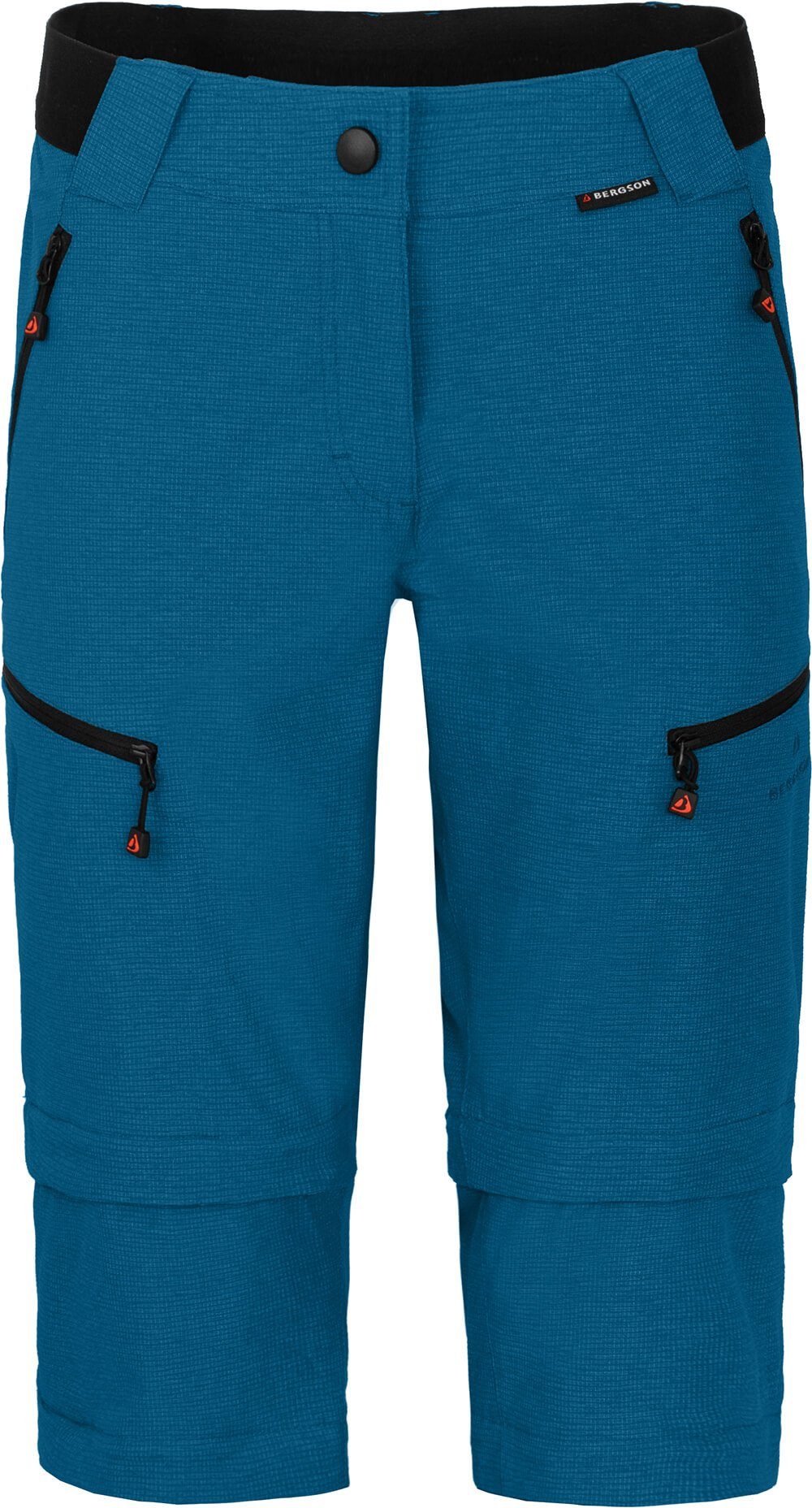 Doppel PORI Zip-off-Hose T-ZIPP Damen robust Zipp-Off blau Saphir Bergson Wanderhose, elastisch, mit Normalgrößen,