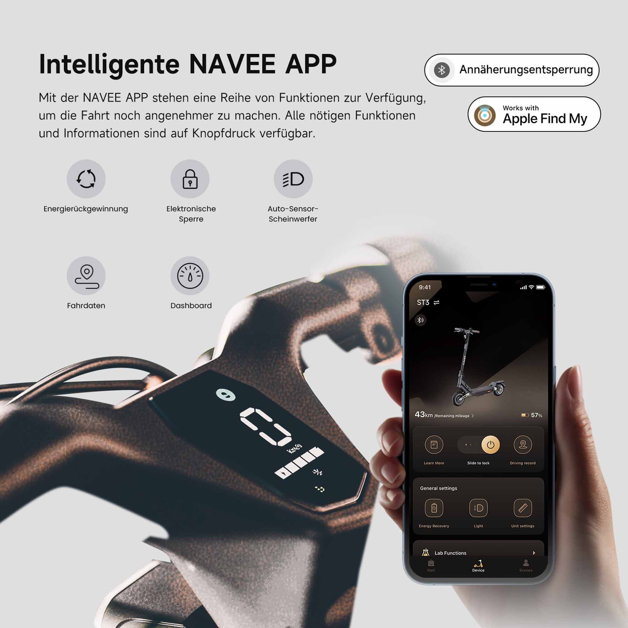 NAVEE E-Scooter ST3 Electric Scooter (DE Version), 450 W, 20 km/h, (Packung)