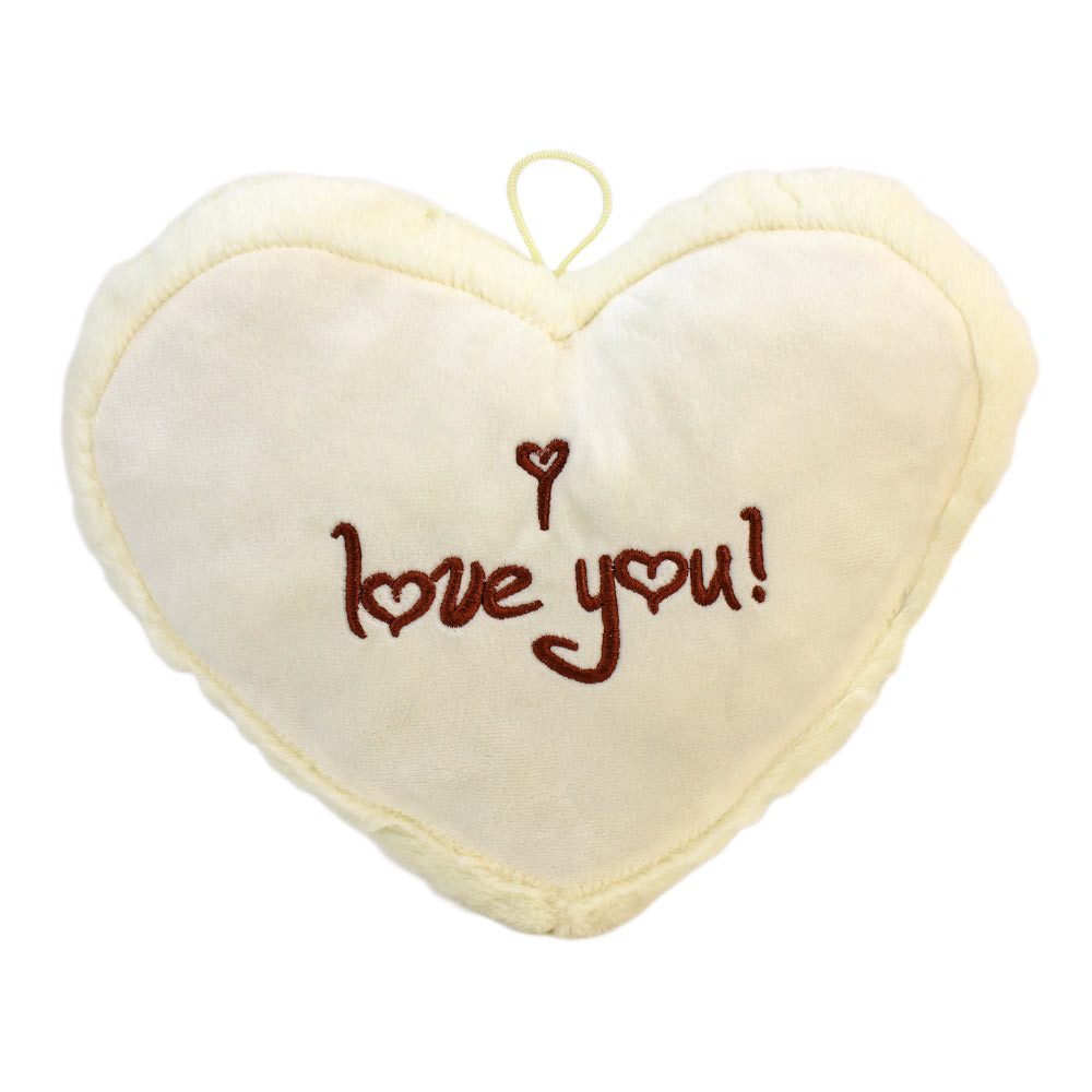 Rasehorn Dekokissen Herzkissen I love you aus Plüsch - ca. 30 cm, Ich Liebe Dich Schriftzug
