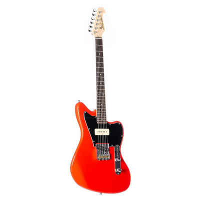 J & D E-Gitarre, E-Gitarre, elektrische Gitarre mit Single Coil Tonabnehmer, Electric Guitar in hochglanz rot, Gitarre ideal für Anfänger, TL Jazz Red