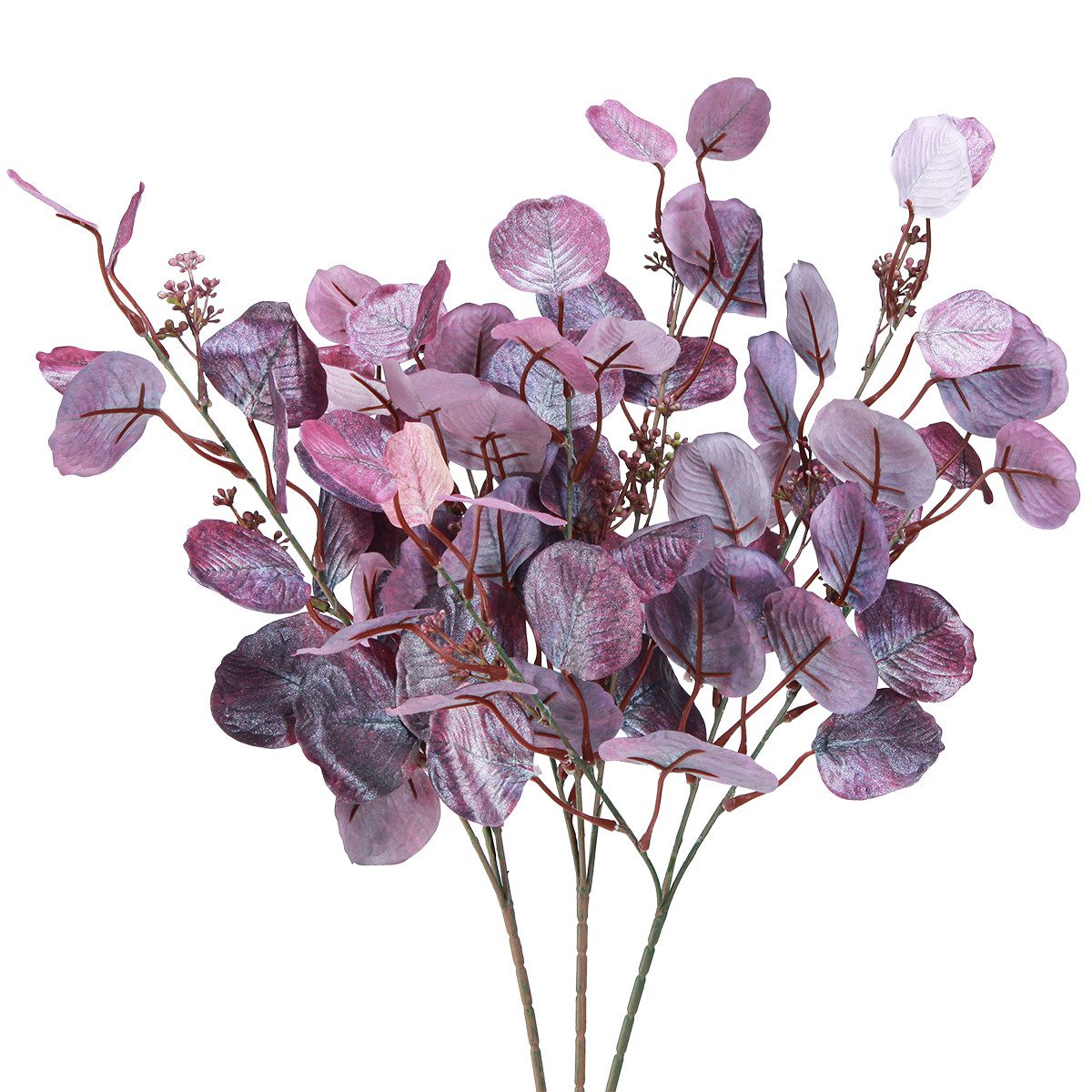 Winterliche Kunstpflanze Violetter Eukalyptuszweig 65cm Kunstpflanze Weihnachtsdeko