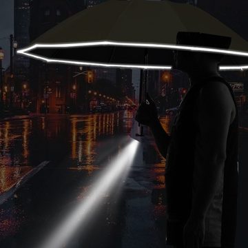 Atäsi Taschenregenschirm Regenschirm mit Reflexstreifen Sicherheitsschirm Klappschirm Anti-UV