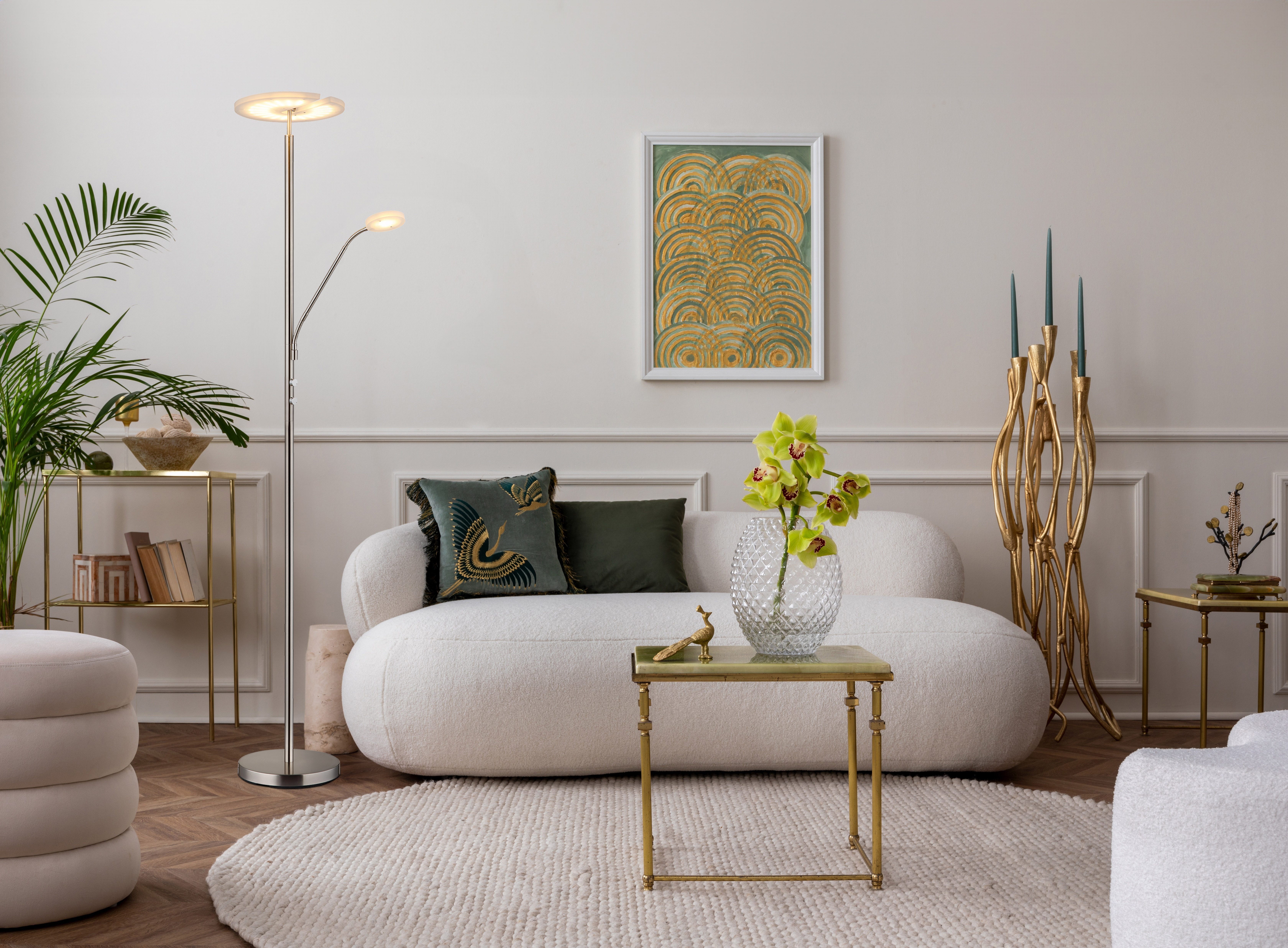 GLOBO LIGHTING Deckenfluter STANFORD, Dimmfunktion, mehrere Helligkeitsstufen, LED fest integriert, Warmweiß, Stehlampe Stehleuchte Fluter Wohnzimmer Flur