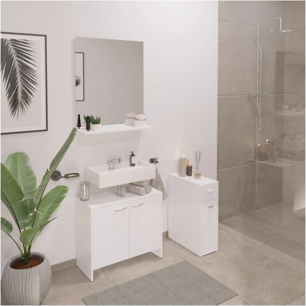 FMD Badezimmerspiegelschrank Waschbeckenunterschrank 63,7x28,1x55 cm Weiß