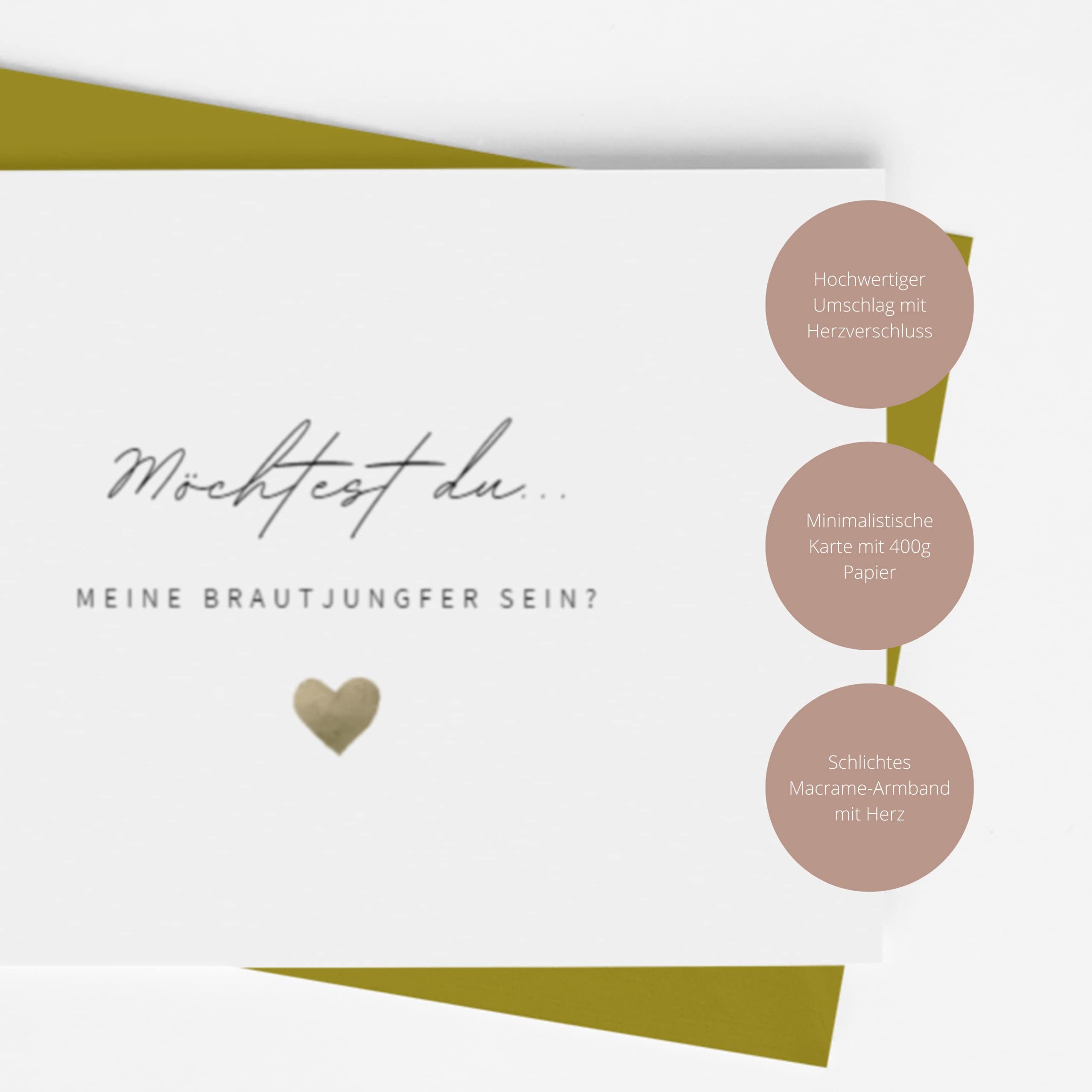 Briefzauber Hochzeitskarte Brautjungfer fragen - Karte mit Armband & Herzumschlag