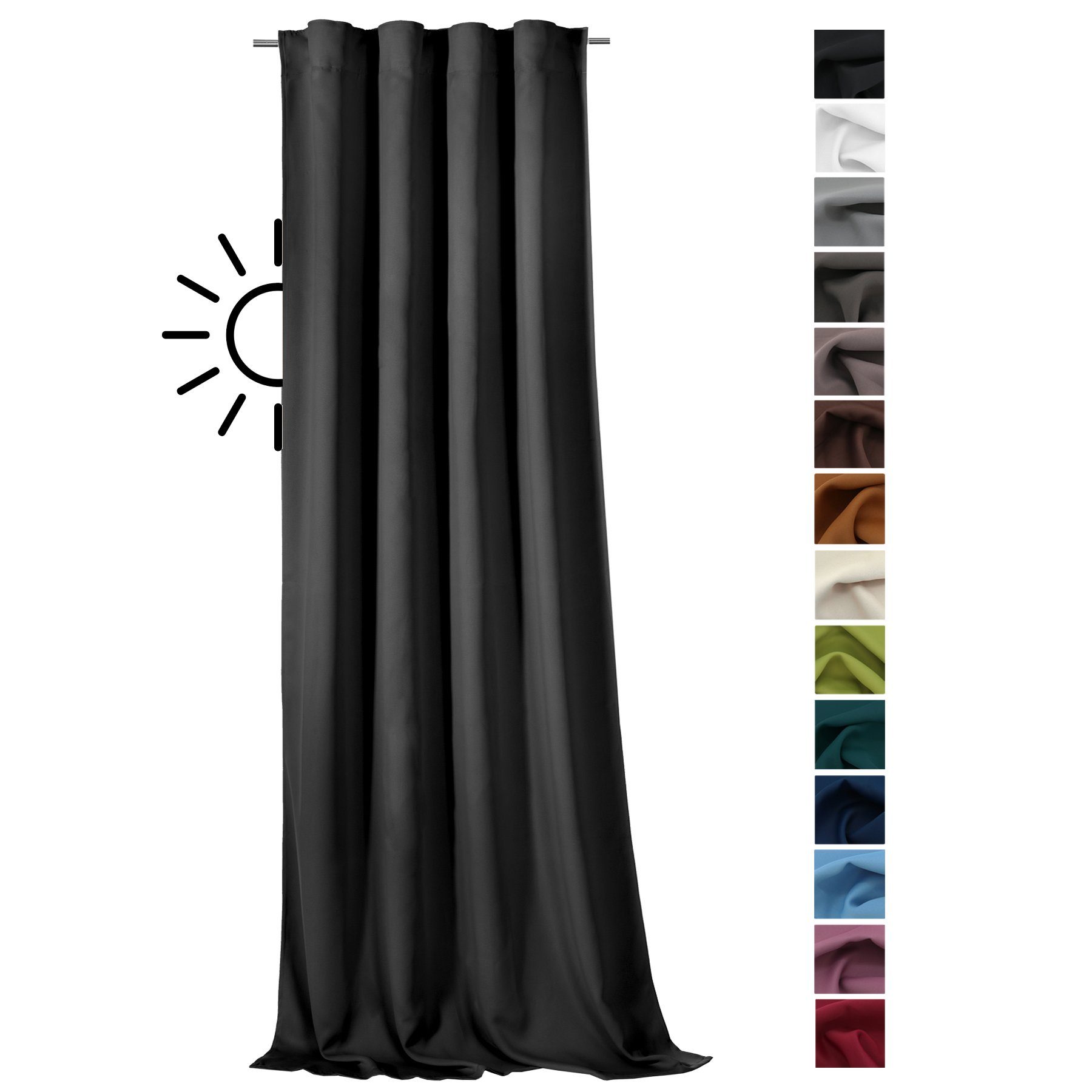 heimtexland Verdunkelungsvorhang Thermo Verdunklungsgardine Deko Gardine Vorhang (1 St), Multifunktionsband, verdunkelnd, Verdunklungsstoff, blickdicht, Sonnenschutz, Verdunklung, Kälteisolierung, Schalldämmung