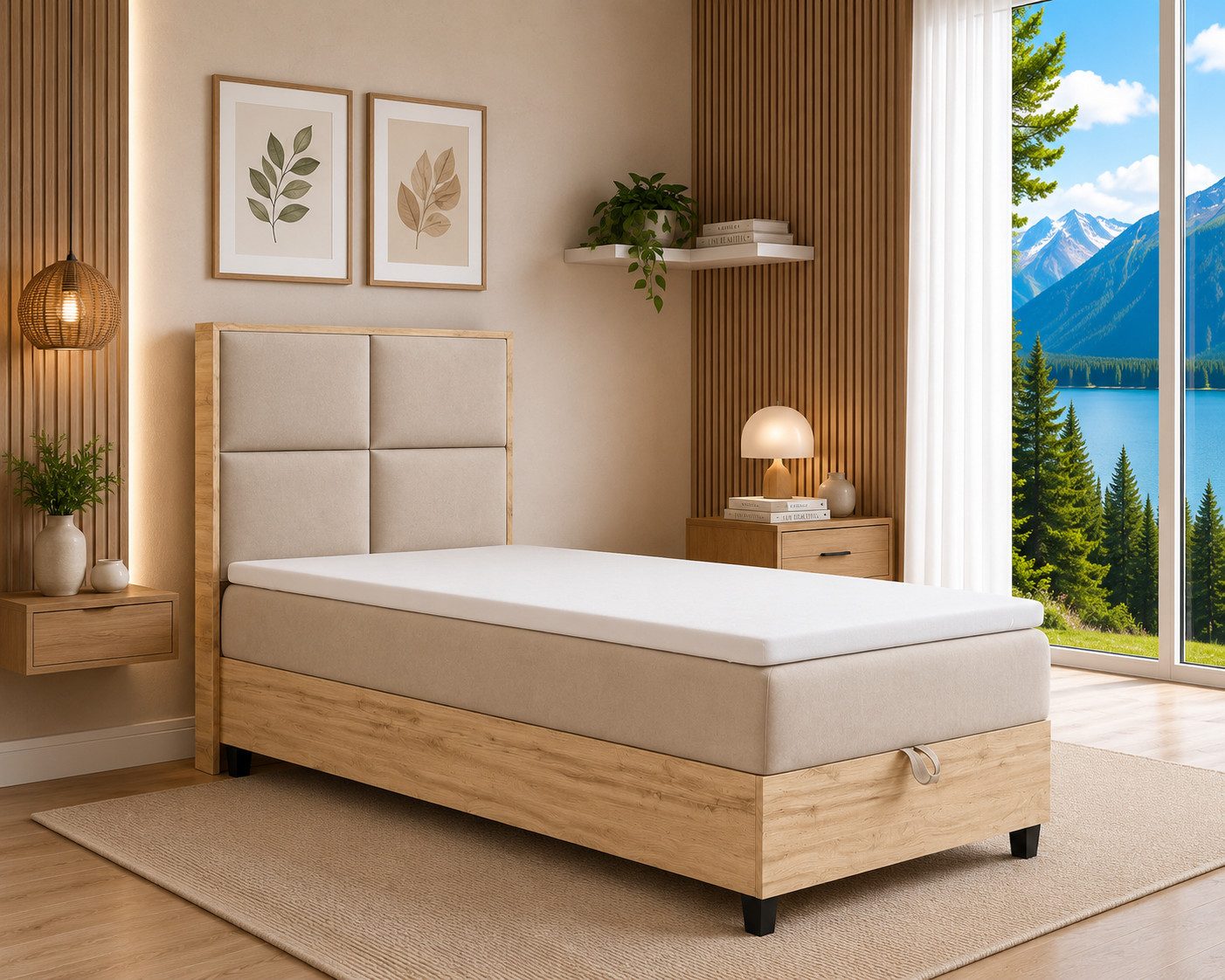 Best for Home Boxspringbett Einzelbett Trinity K-2 Plate Single mit Bettkasten & Topper H3 (Einzelbett, Polsterbett mit gepolstertes Kopfteil, Jugendbett, Kinderbett versch. Größen, 4-St., 70x200 80x200 90x200 100x200 cm), Verschiedene Liefermöglichkeiten, TOP Preis-Leistungs-Verhältnis