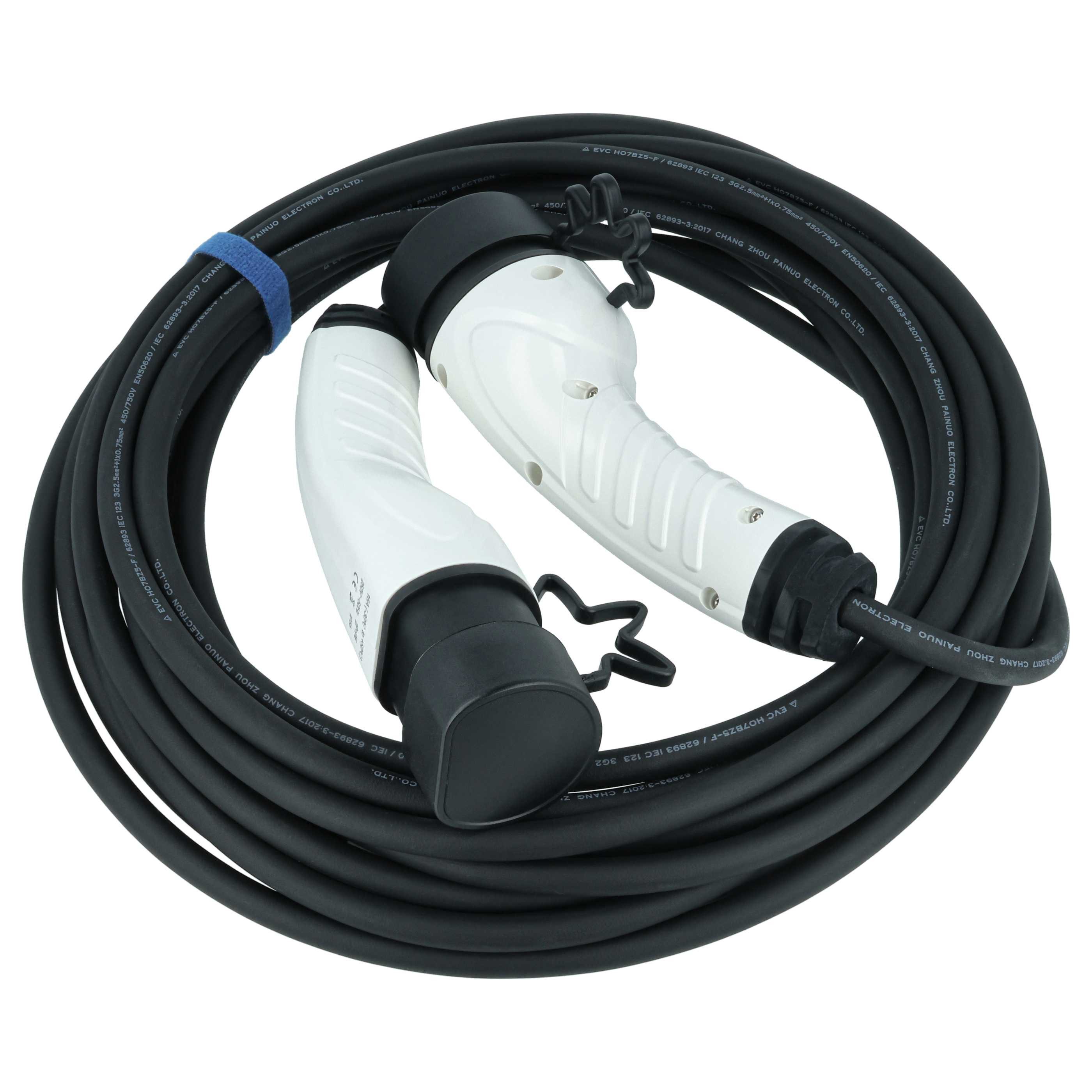vhbw Typ 2 Ladekabel 3,5 kW 1-phasig für Elektroauto / Plug-in-Hybrid Autoladekabel, (1000.0 cm), Gummischutzkappe
