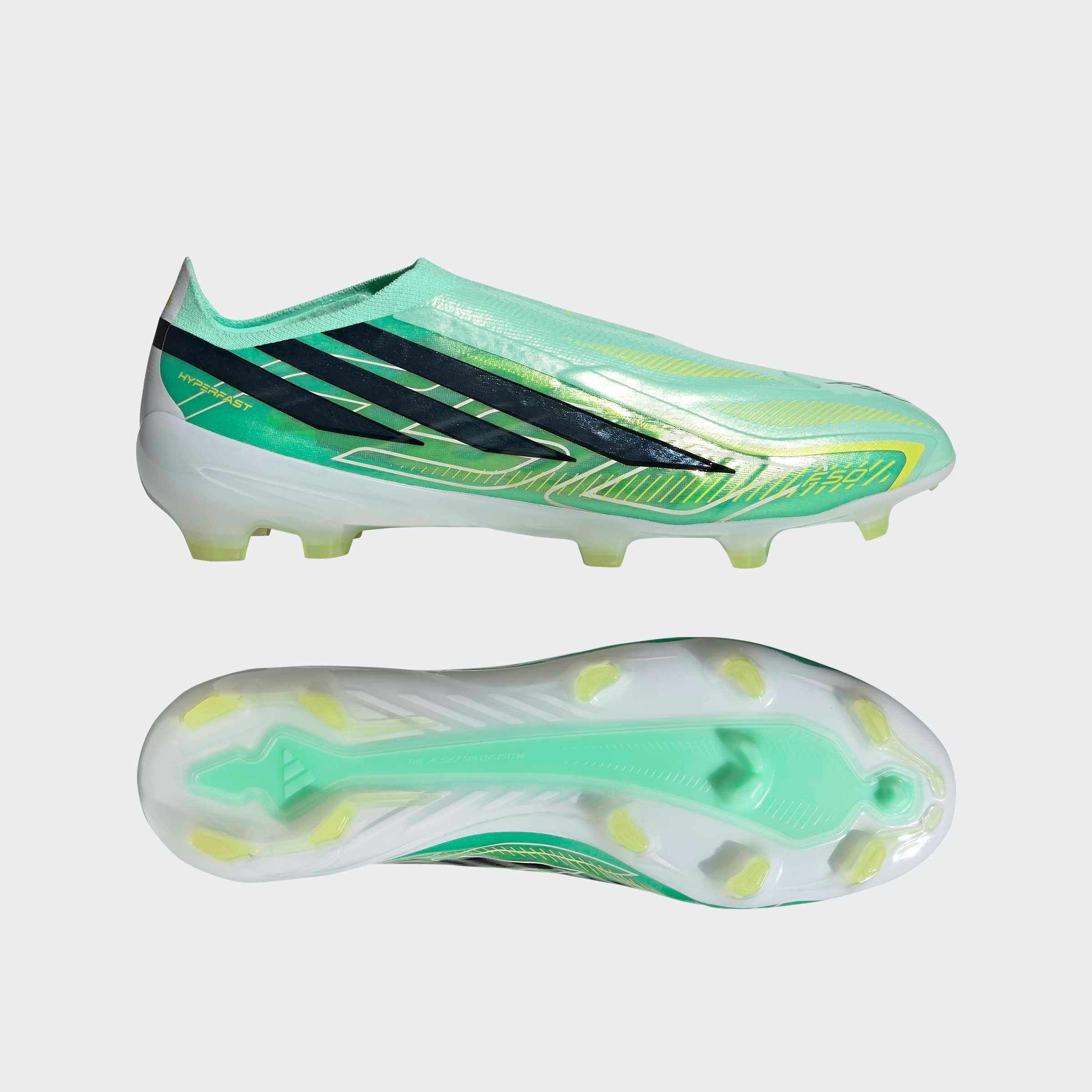 adidas Performance F50 HYPERFAST PRO, FESTE BÖDEN, OHNE SCHNÜRSENKEL Fußballschuh Außensohle für Rasen und feste Böden