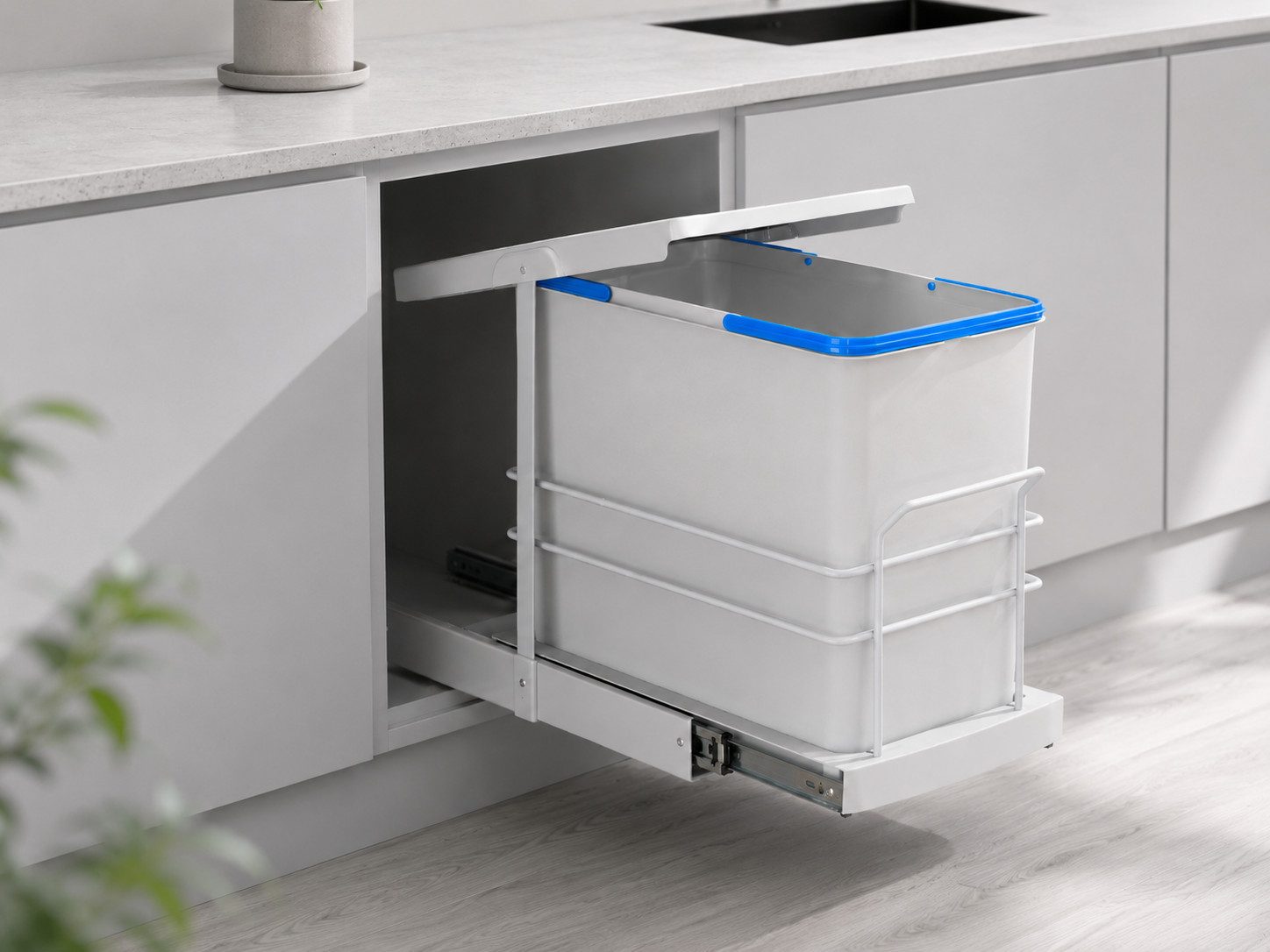 Roomart Einbaumülleimer Einbau-Mülleimer Küche ausziehbar 24L Mülleimersystem Unterschrank, 24L Einbau-Mülleimer, Unterschrank, manuell ausziehbar, in 2 Farben