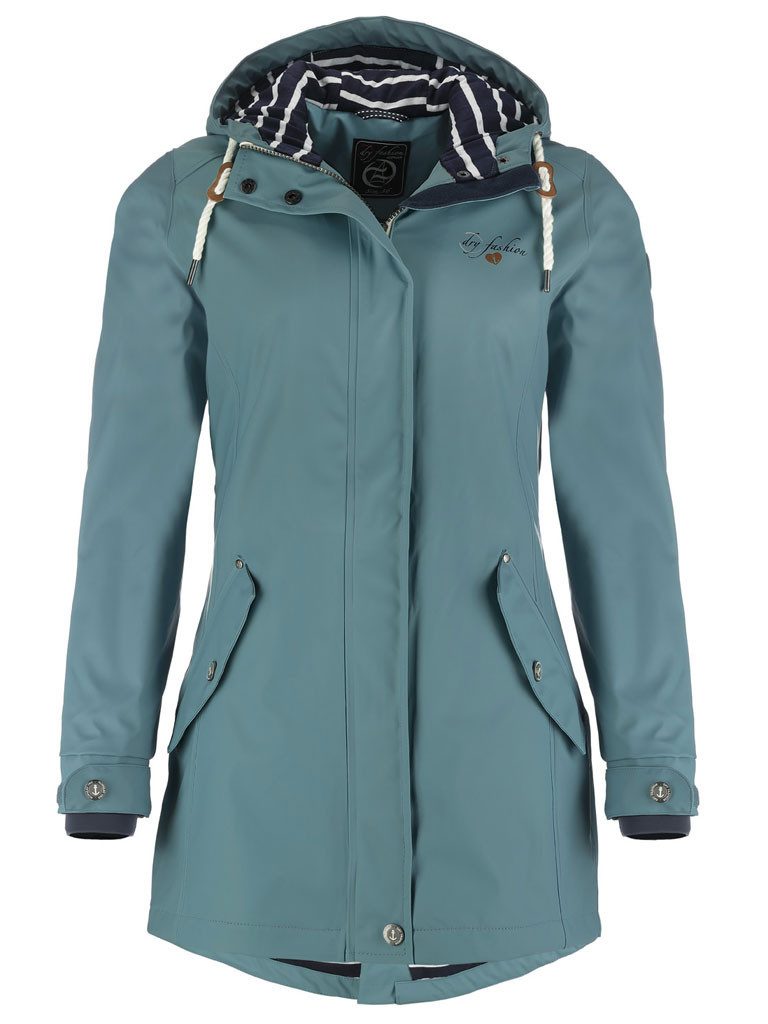 Dry Fashion Regenjacke Damen Regenmantel Kiel mit verstellbarer Kapuze - wind- & wasserdicht