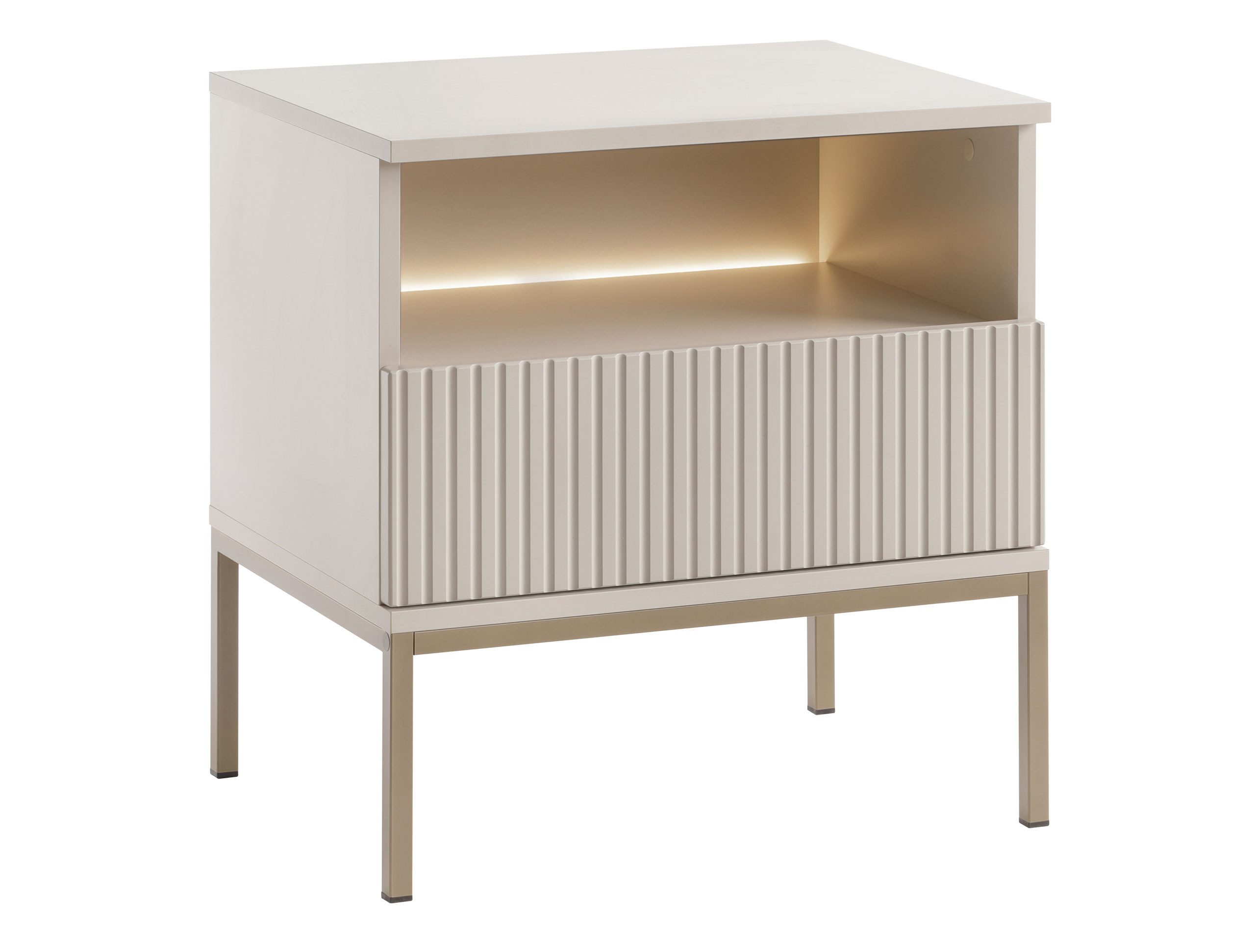MIRJAN24 Nachttisch Sento S54 (mit Schublade), mit LED-Beleuchtung, Untergestell aus Metall