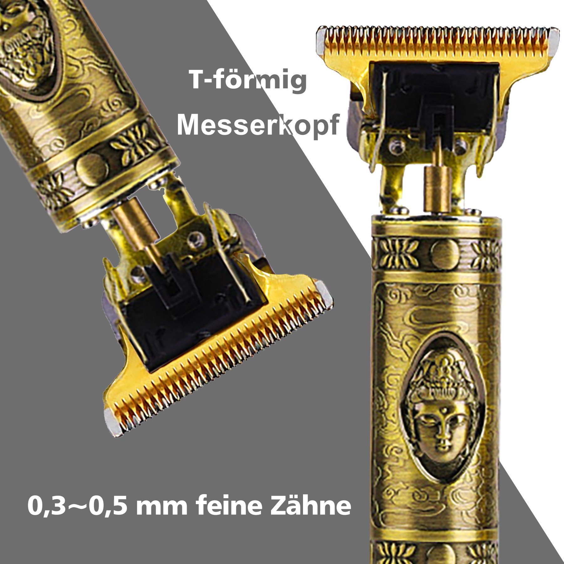 USB-Ladekabel Haarschneider, 4 & Bartschneider Kammaufsätzen x Herren, 7Magic Gold