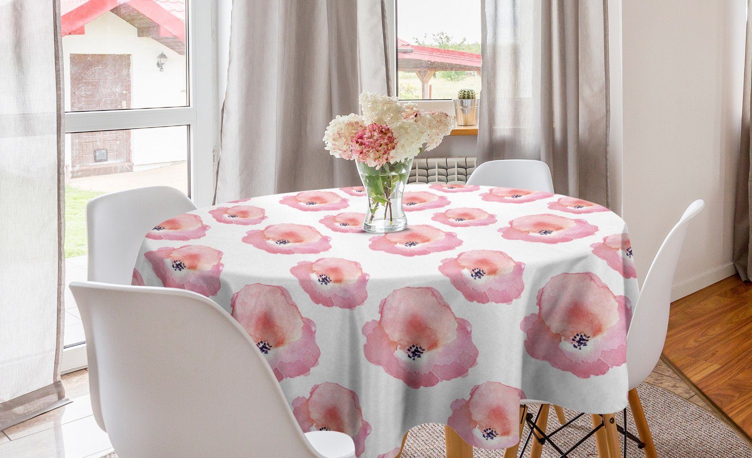 Tischdecke Tischdecke Esszimmer für Blots Abakuhaus Blumen-Aquarell Dekoration, Küche Aquarell Kreis Abdeckung
