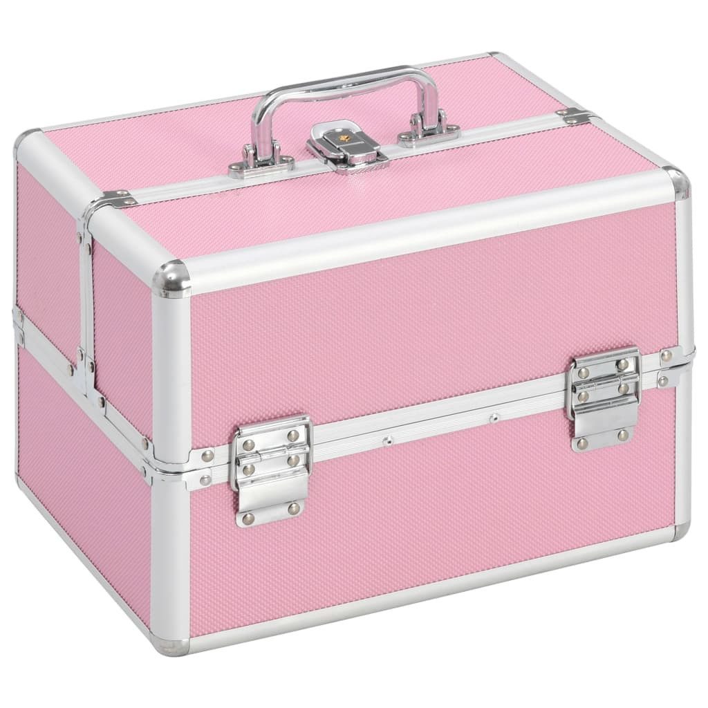 vidaXL Kosmetikkoffer, Schminkkoffer 22x30x21 cm Rosa Aluminium
