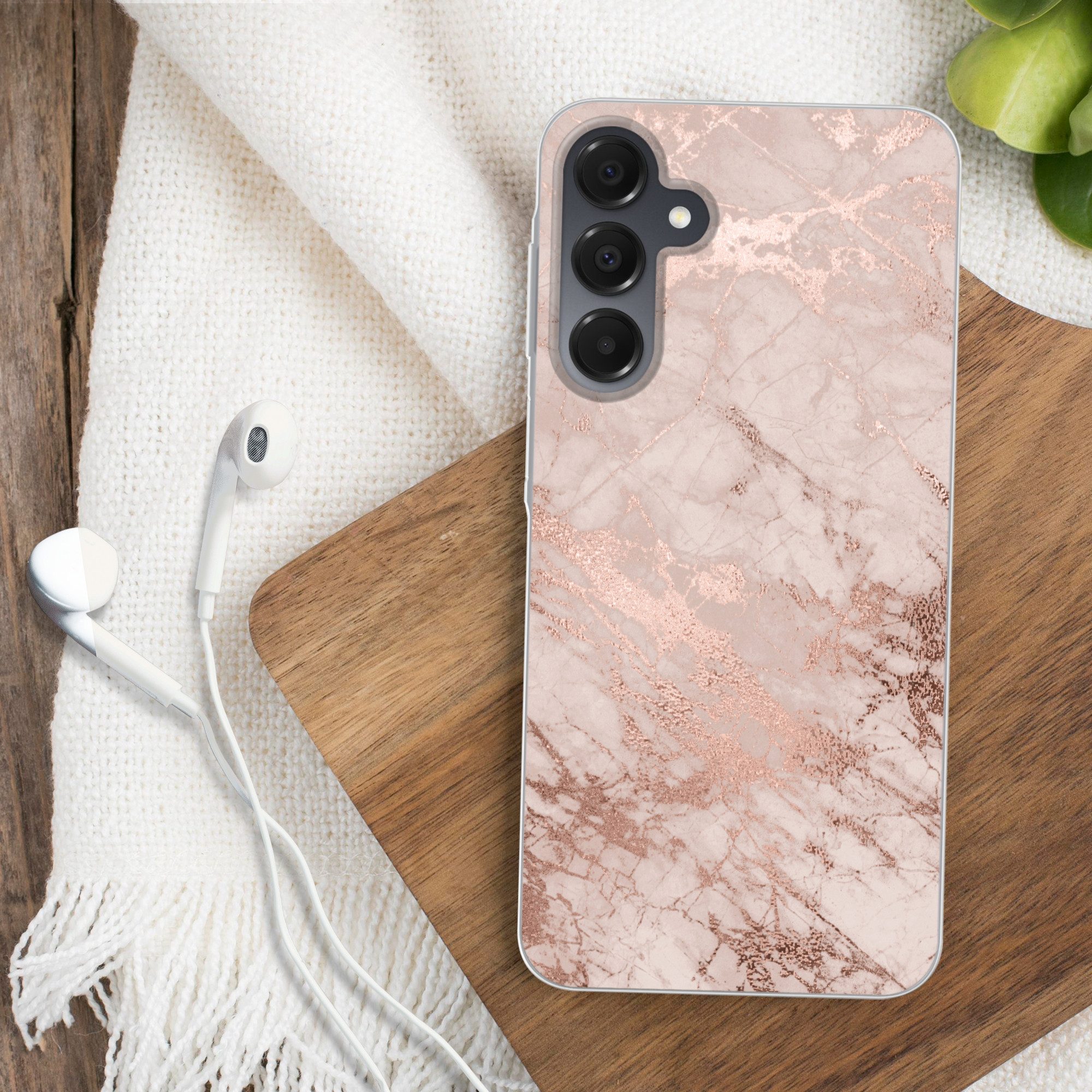 MuchoWow Handyhülle für Samsung Galaxy A16 Marmor - Rosa - Luxus - Marmoroptik - Glitzer -, Handy Case, Silikon, Bumper Case Dünn